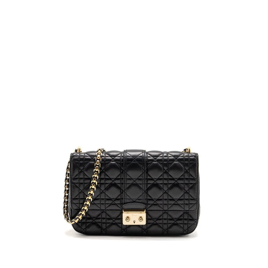 Dior Miss Purse Lambskin Handbag Black Flap Travel Bag
