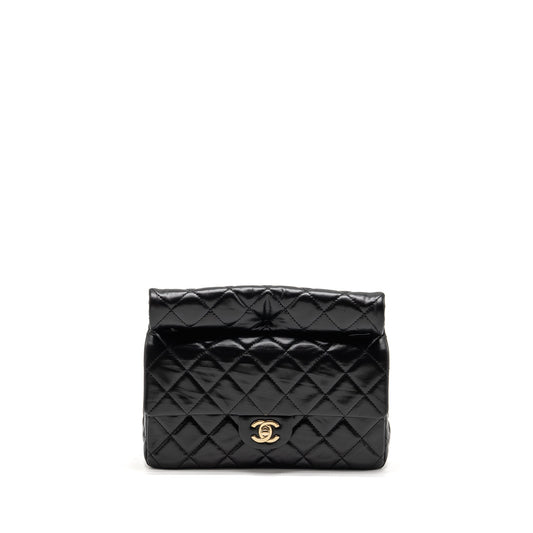 Chanel 23A Classic Flap Shiny Calfskin GHW Black Clutch Bag