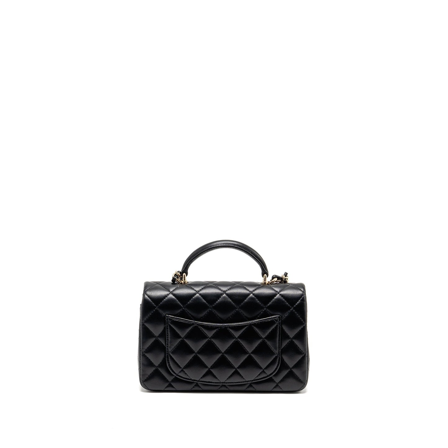 Chanel Top Handle Rectangular Flap Lambskin LGHW Black Shoulder Bag Lghwmicrochip 4