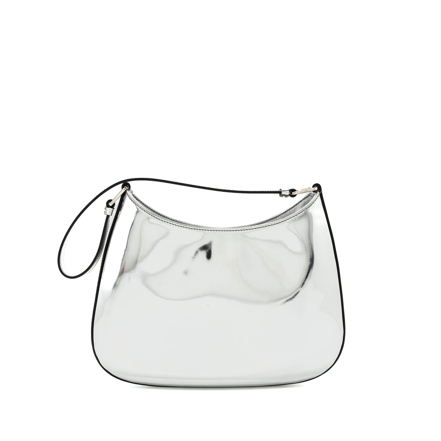 Prada Borsa A Spalla Cleo Pelle Spazzolato Argento Leather Travel Bag