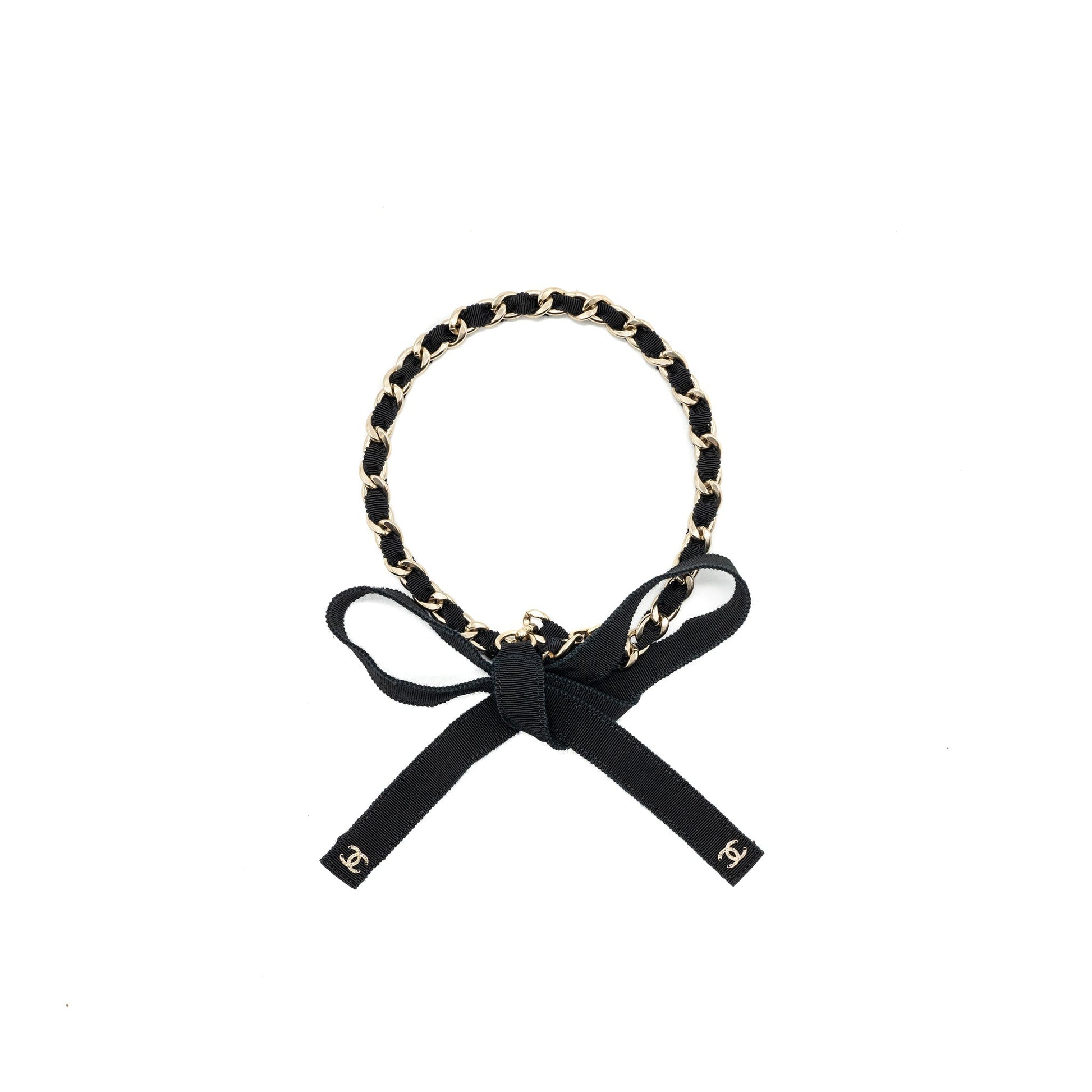 Chanel Grosgrain CC Bow Belt LGHW Black