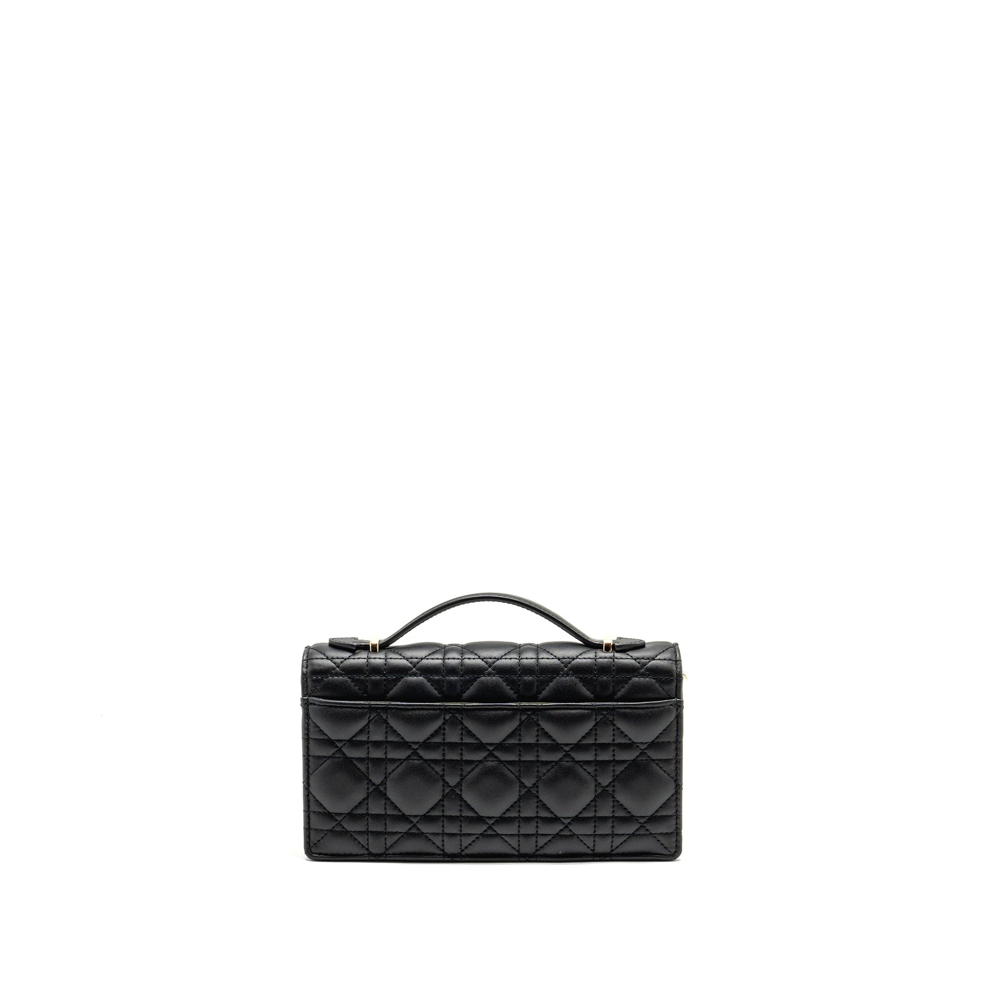 Dior My Purse Cannage Lambskin Handbag Black Mini Travel Bag