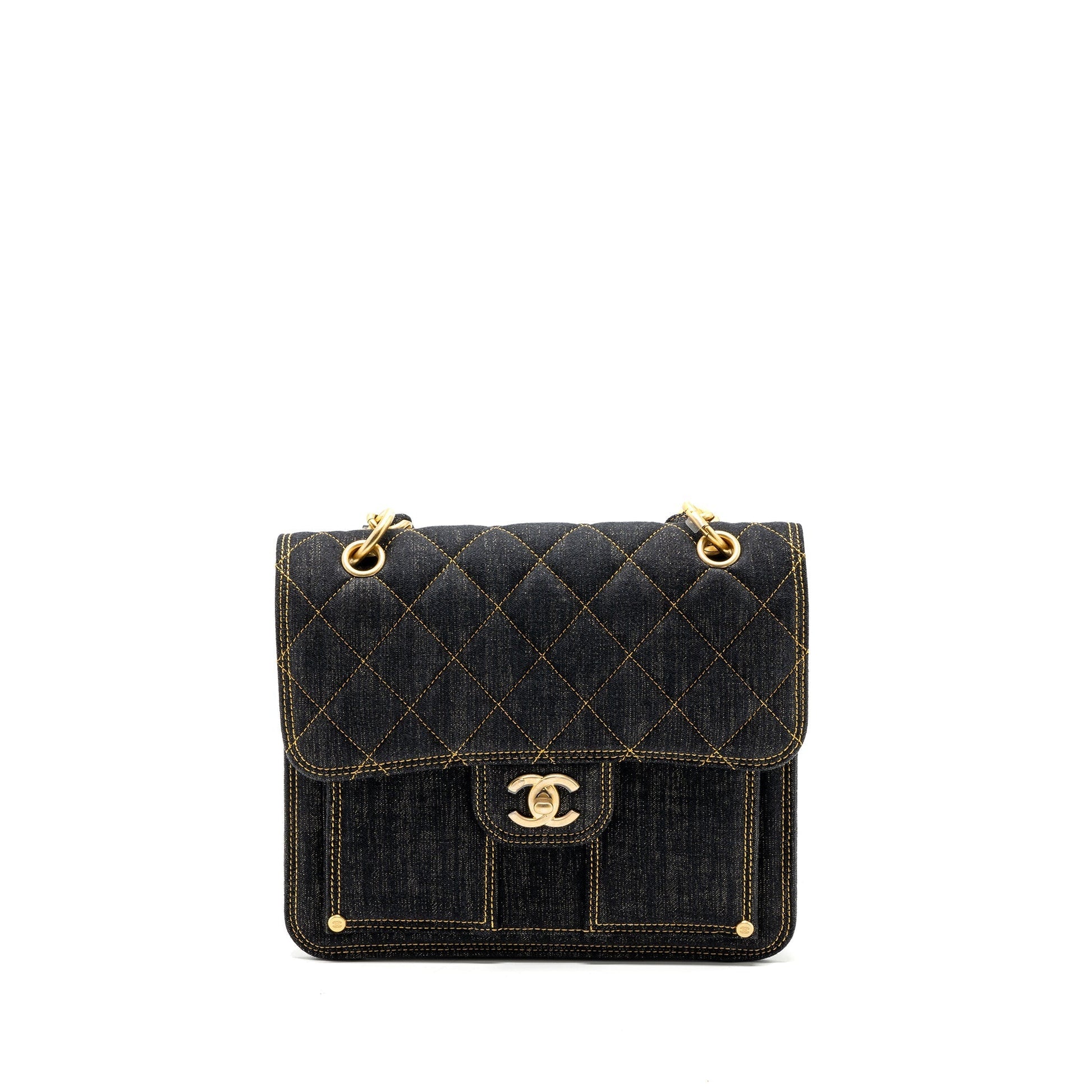 Chanel 23S flap backpack denim dark Brushed Blue Ghw Microchip