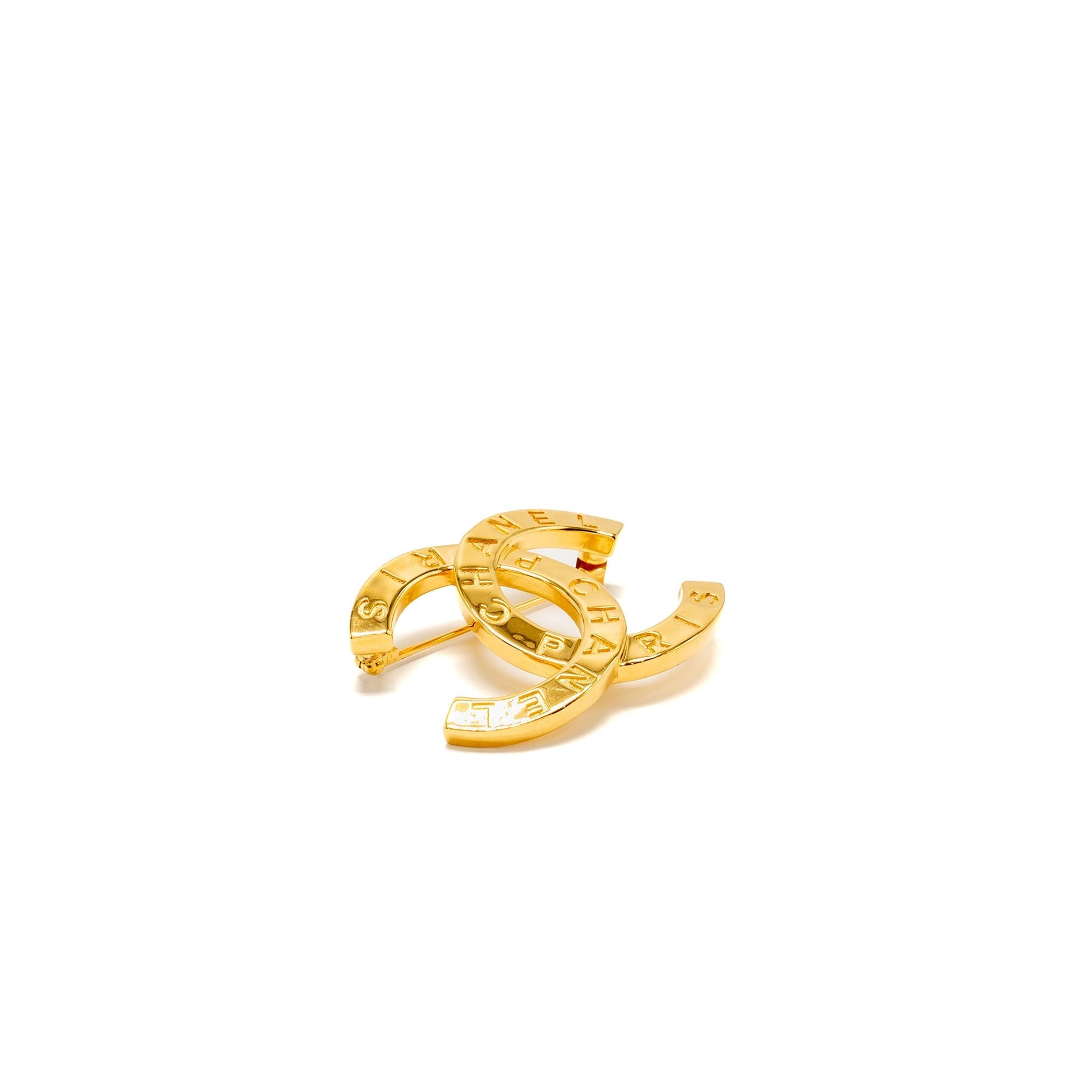 Chanel CC logo letter brooch tone Gold Handbag