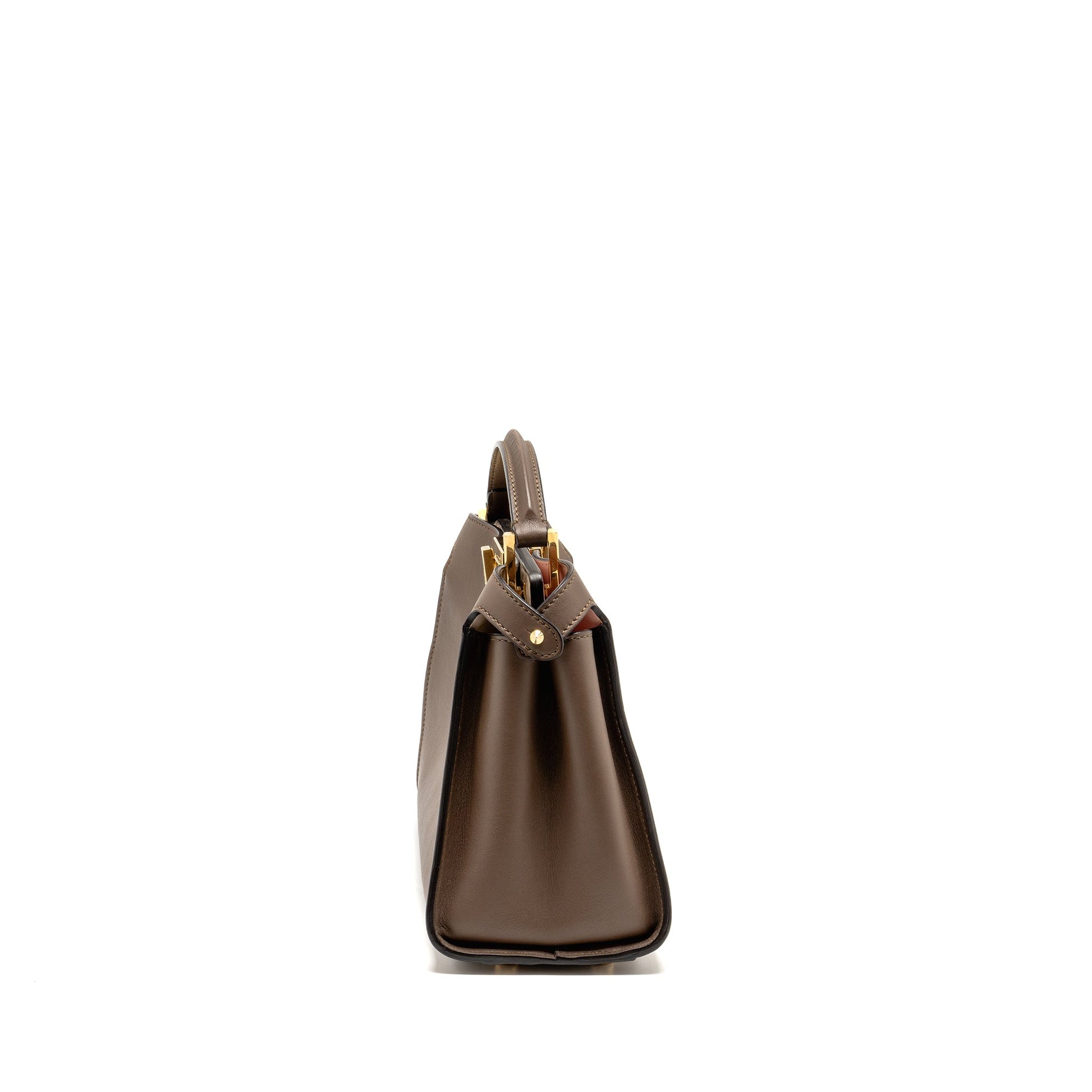 Fendi Peekaboo Iconic Purse Calfskin Brown Small Travel Bag