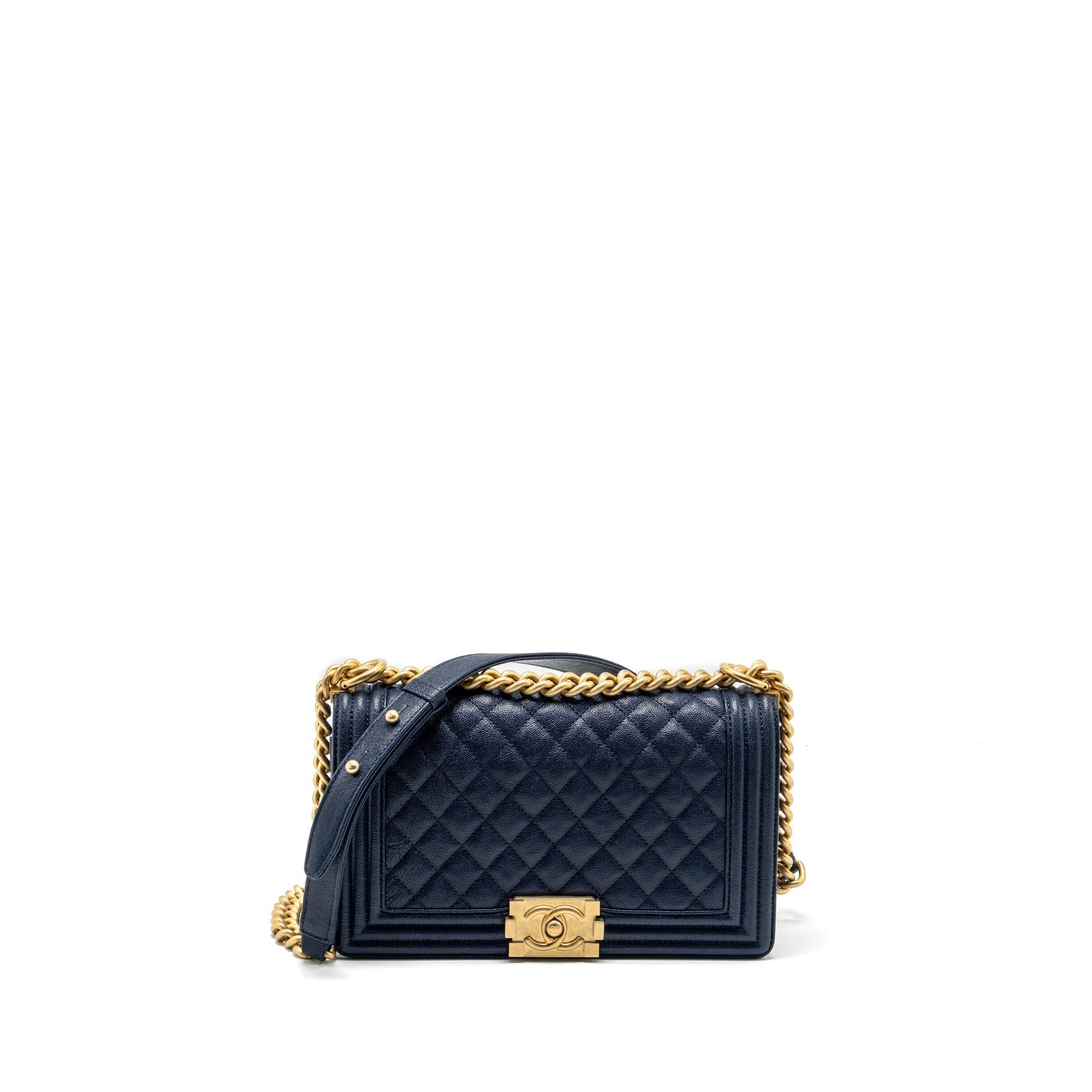 Chanel boy caviar navy GHW Handbag