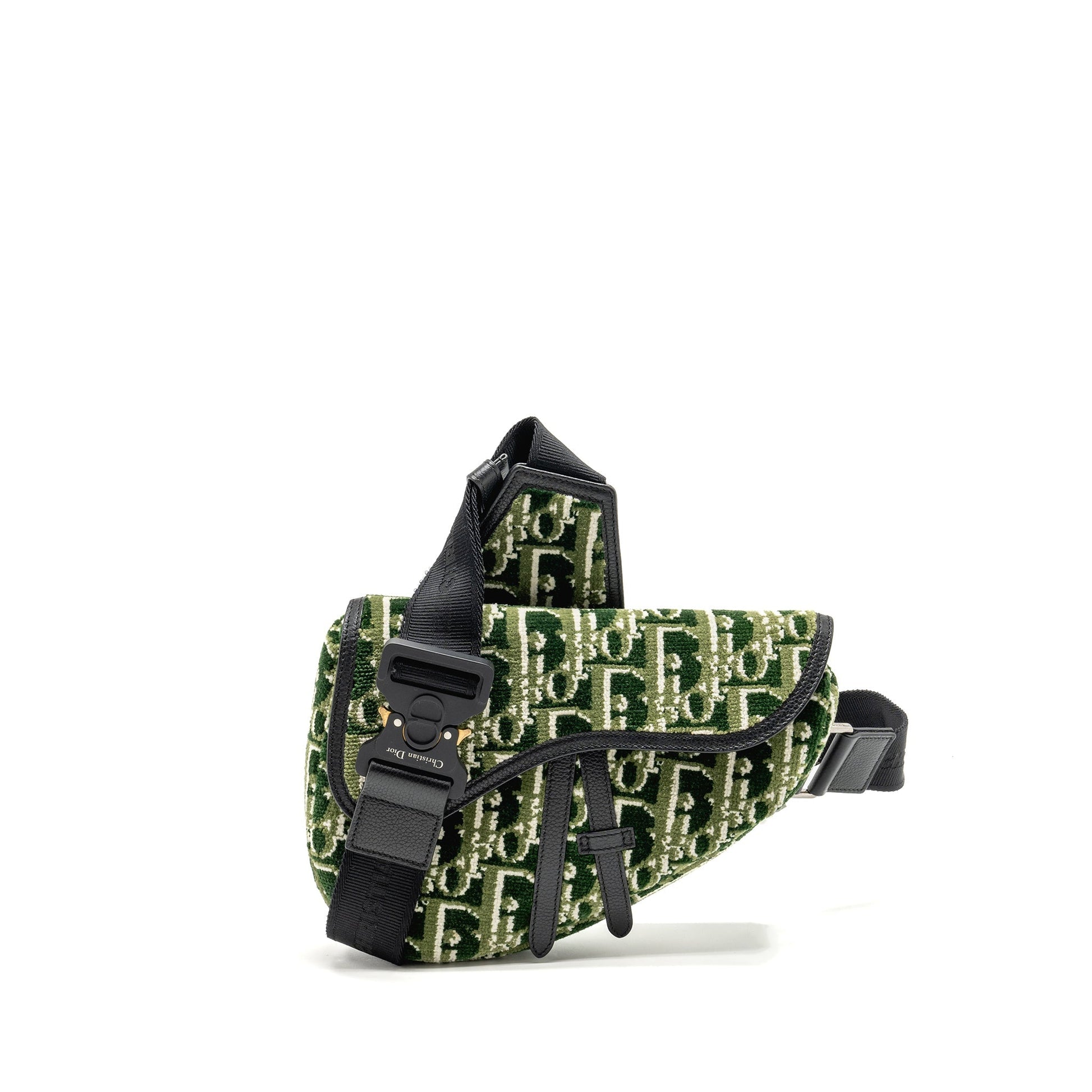 Dior MenâS Saddle Purse Fabric Oblique Handbag Green Travel Bag