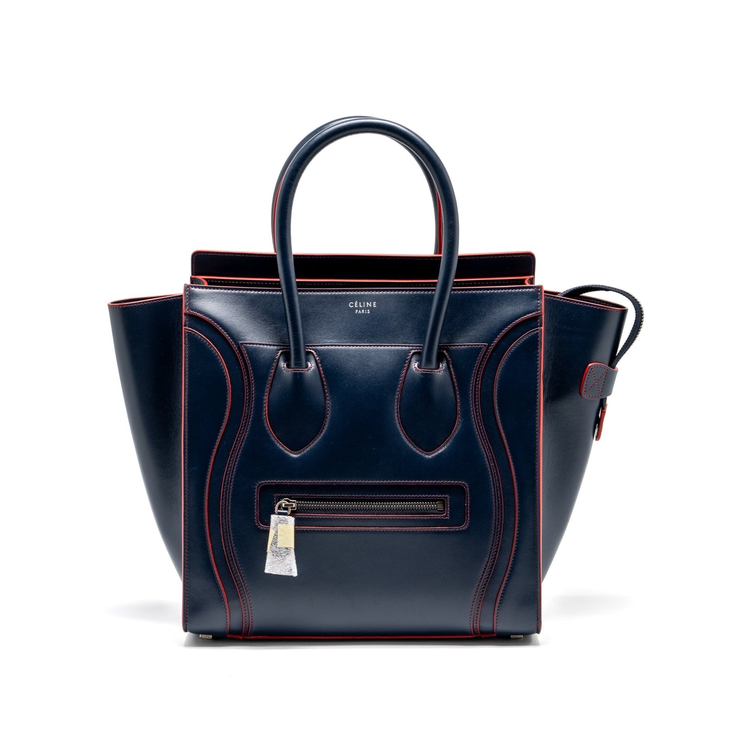 Celine Luggage Tote Purse Calfskin Handbag Blue Red Tote Bag
