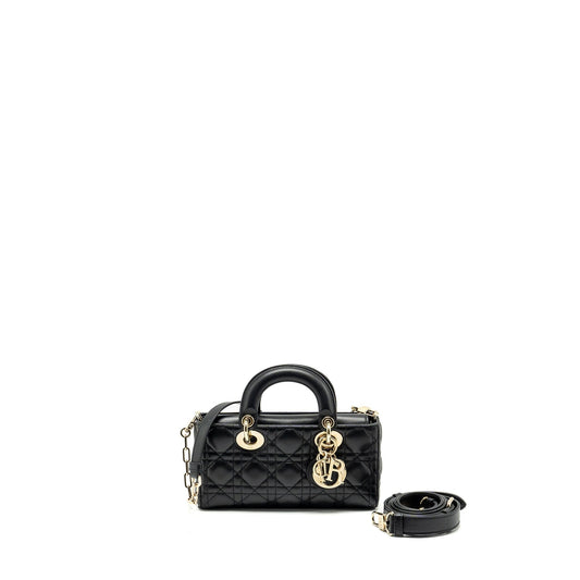 Dior Lady D Joy Purse Lambskin Handbag Black Small Travel Bag