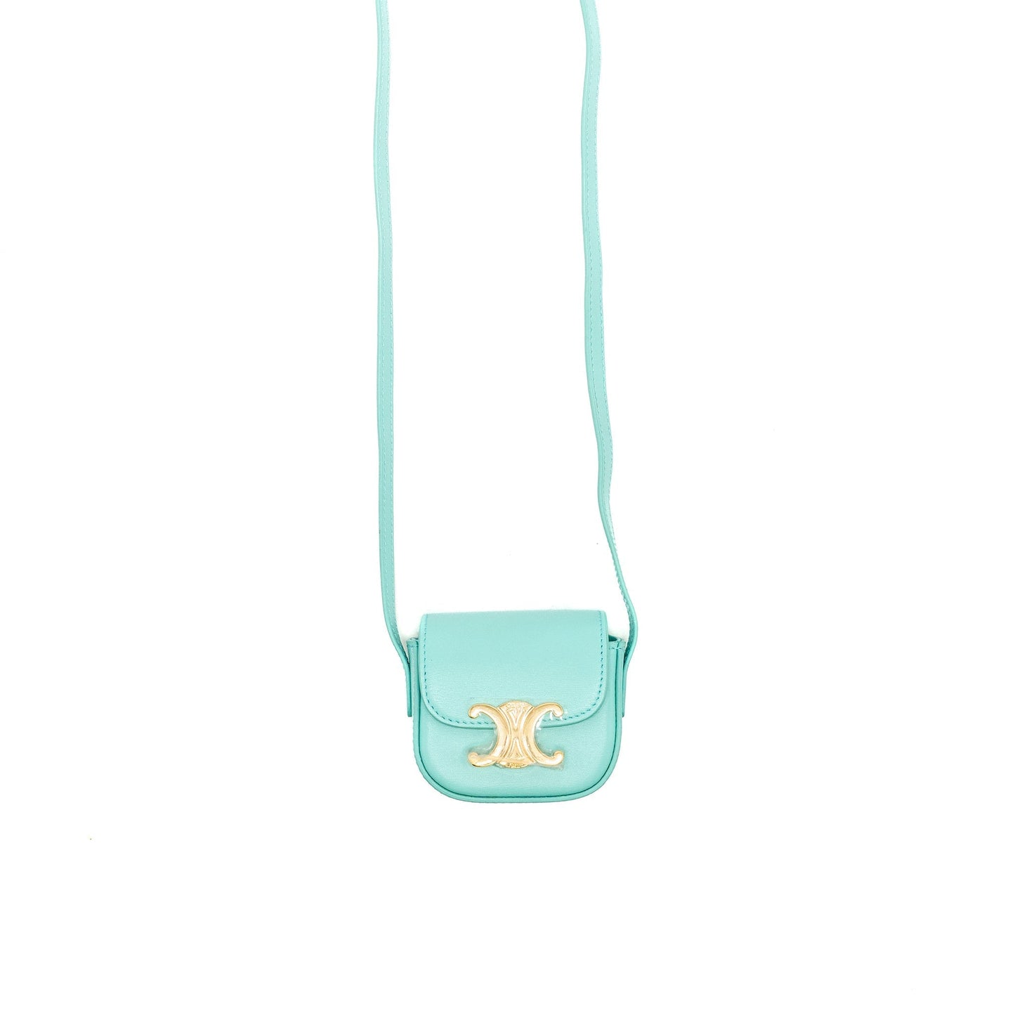 Celine Claude Shiny Calfskin Handbag Blue Mini Travel Bag