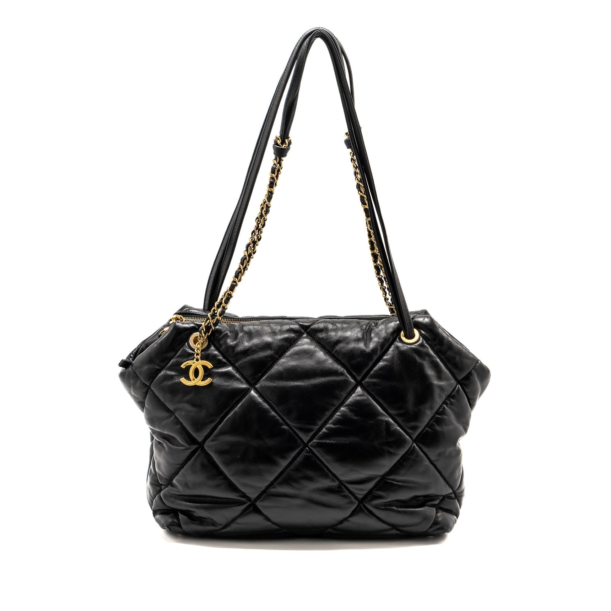 Chanel New York Bowling Quilted Lambskin GHW Black Handbag