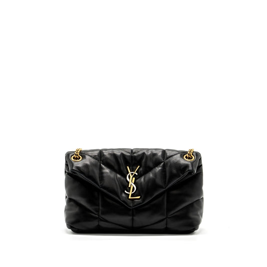 YSL Saint Laurent Puffer Purse Nappa Multicolour Hardware Travel Bag Black Small