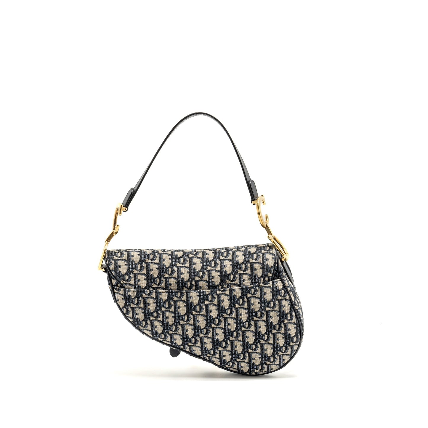 Dior Saddle Purse Oblique Jacquard Calfskin Handbag Canvas Blue Travel Bag