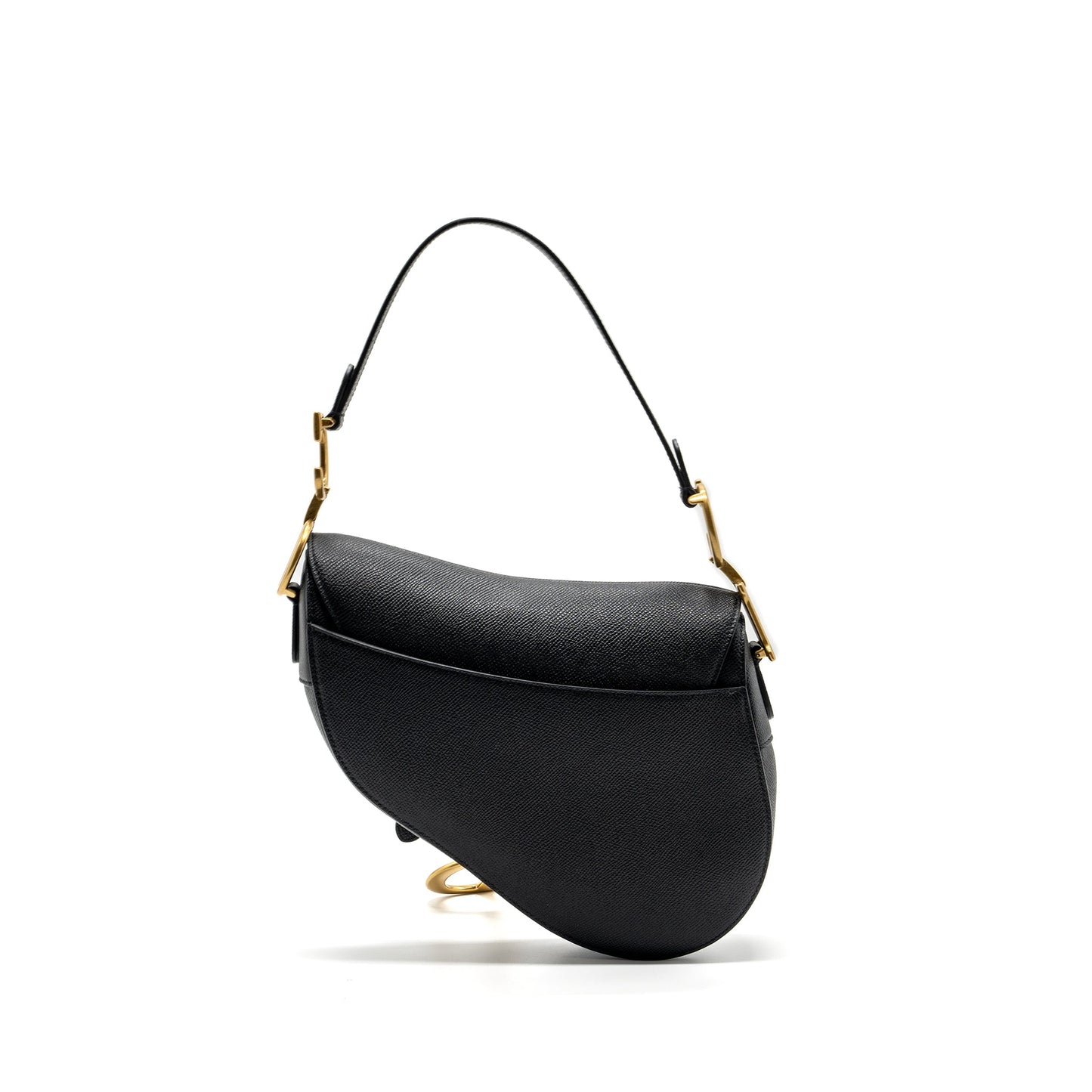 Dior Saddle Purse With Strap Grained Calfskin Handbag Black Medium Travel Bag