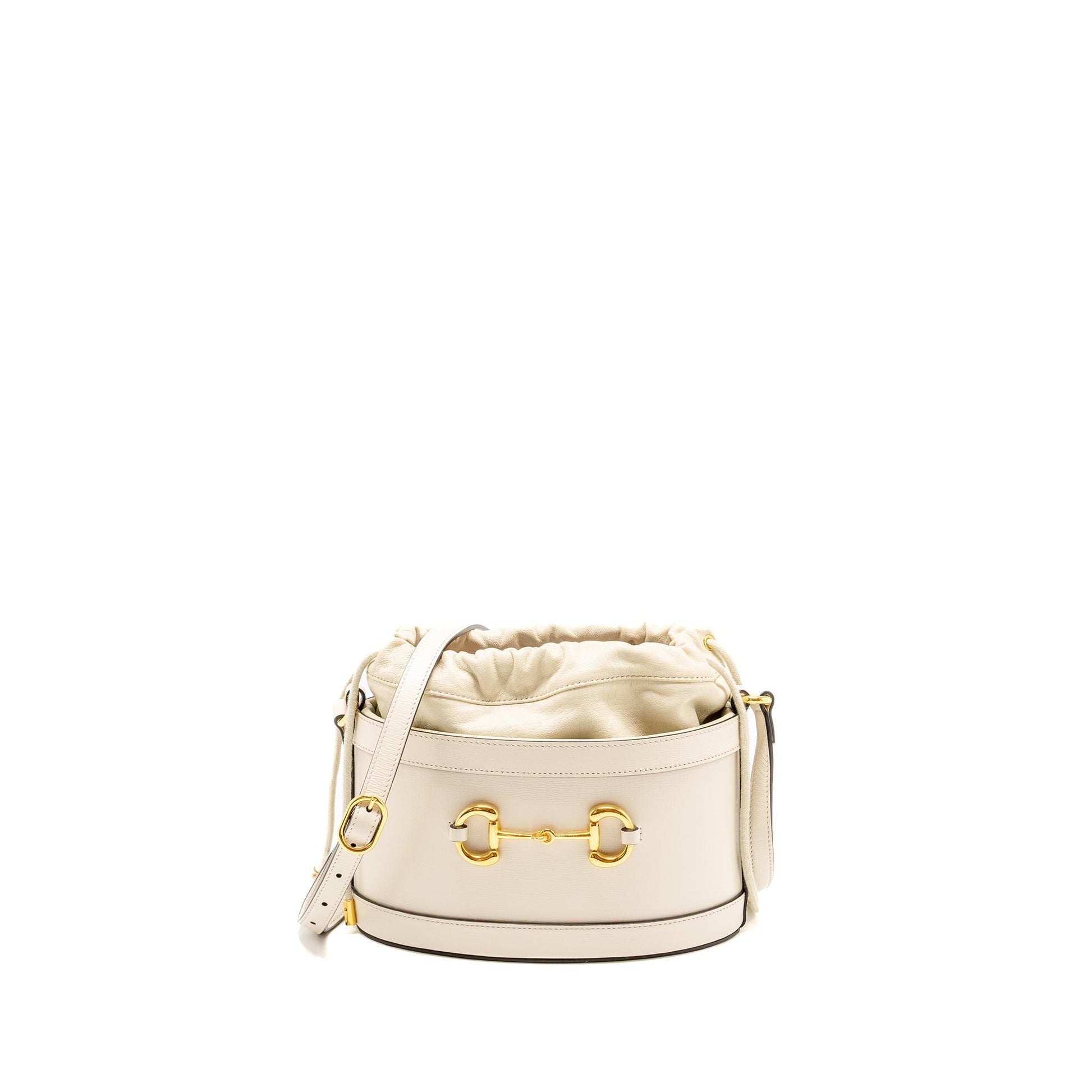 Gucci Horsebit Tote Bag Calfskin White Bucket