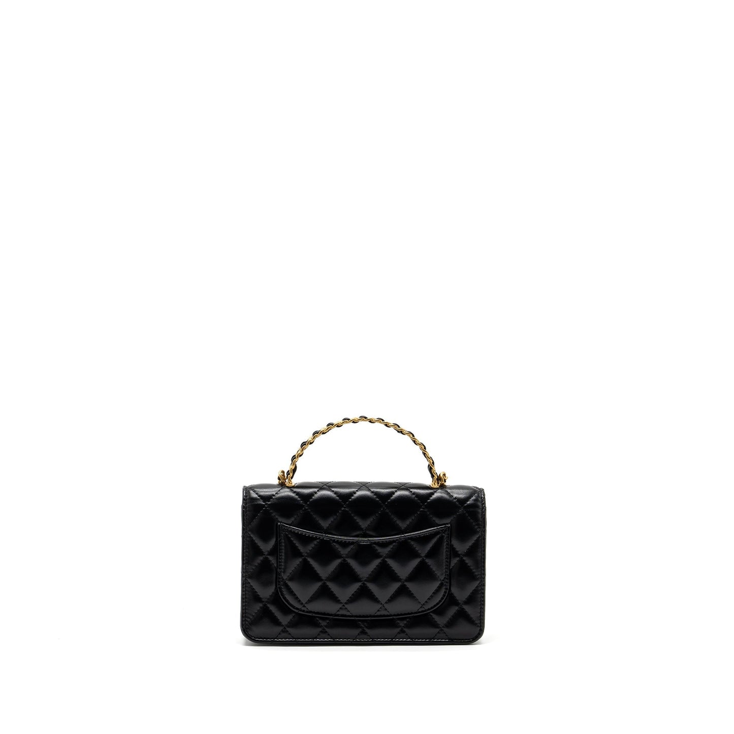 Chanel letter logo top handle flap on Black Wallet Case