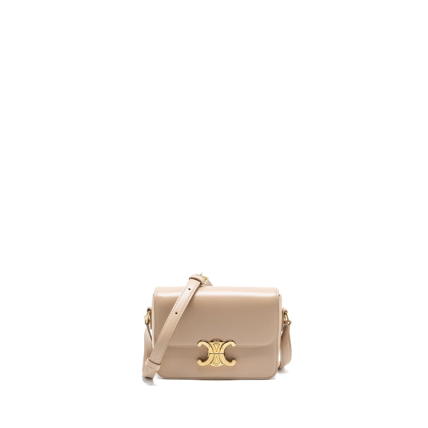 Celine Teen Triomphe Purse Calfskin Light Handbag Beige Travel Bag