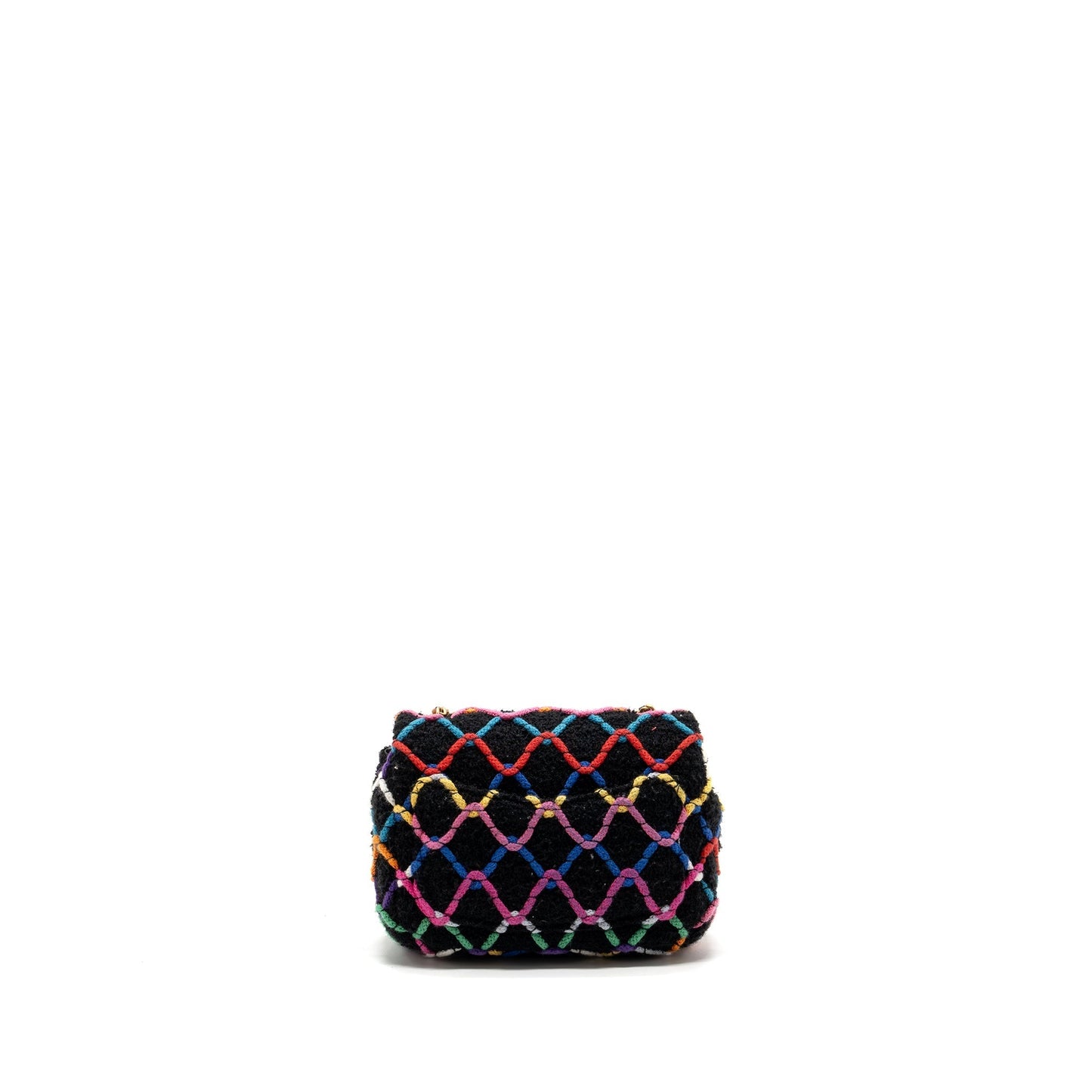 Chanel 22S pearl crush square flap fabric Multicolor Black Shoulder Bag