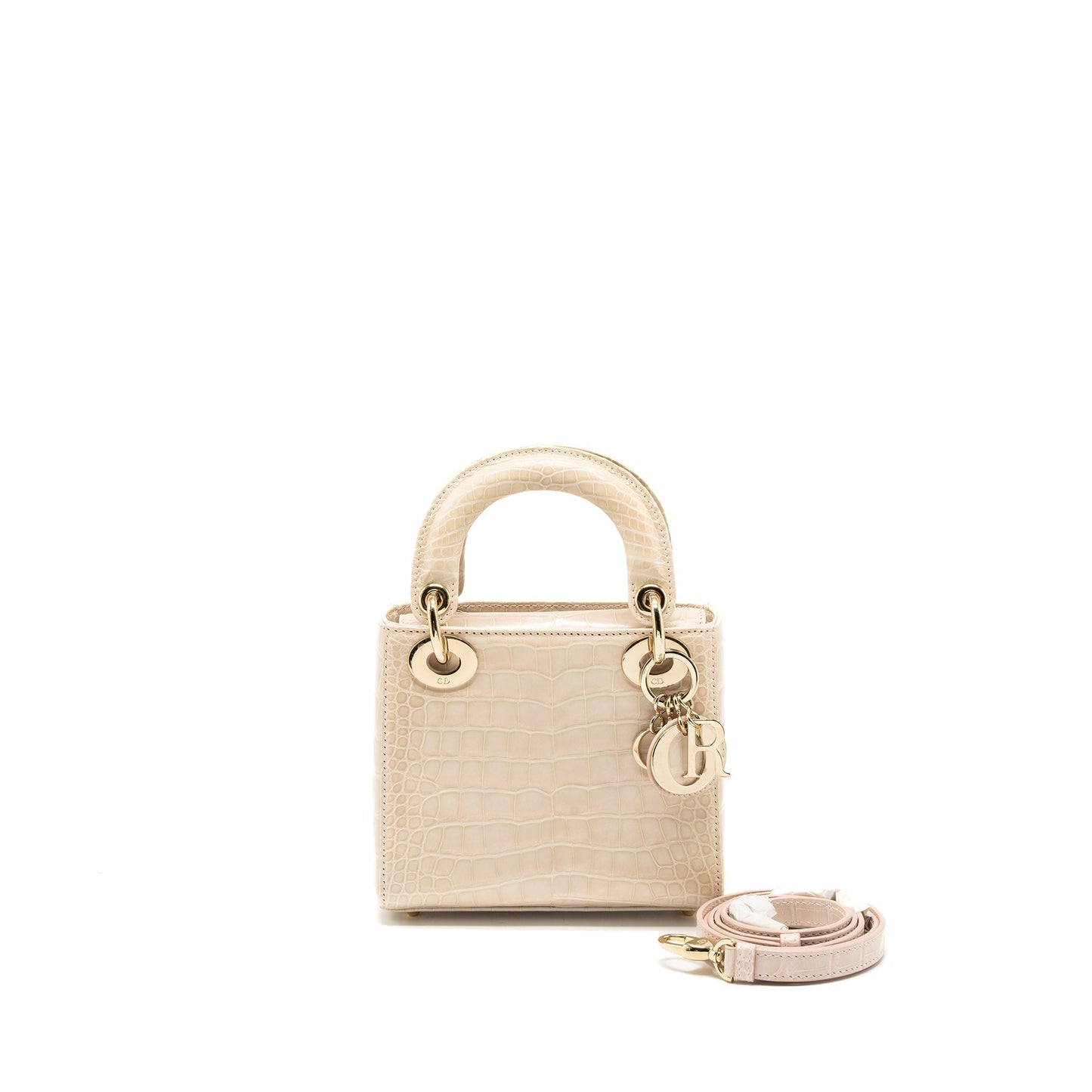Dior Lady Alligator Mississippiensis Light Handbag Pink Mini Travel Bag