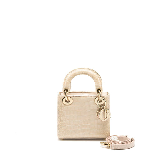 Dior Lady Alligator Mississippiensis Light Handbag Pink Mini Travel Bag