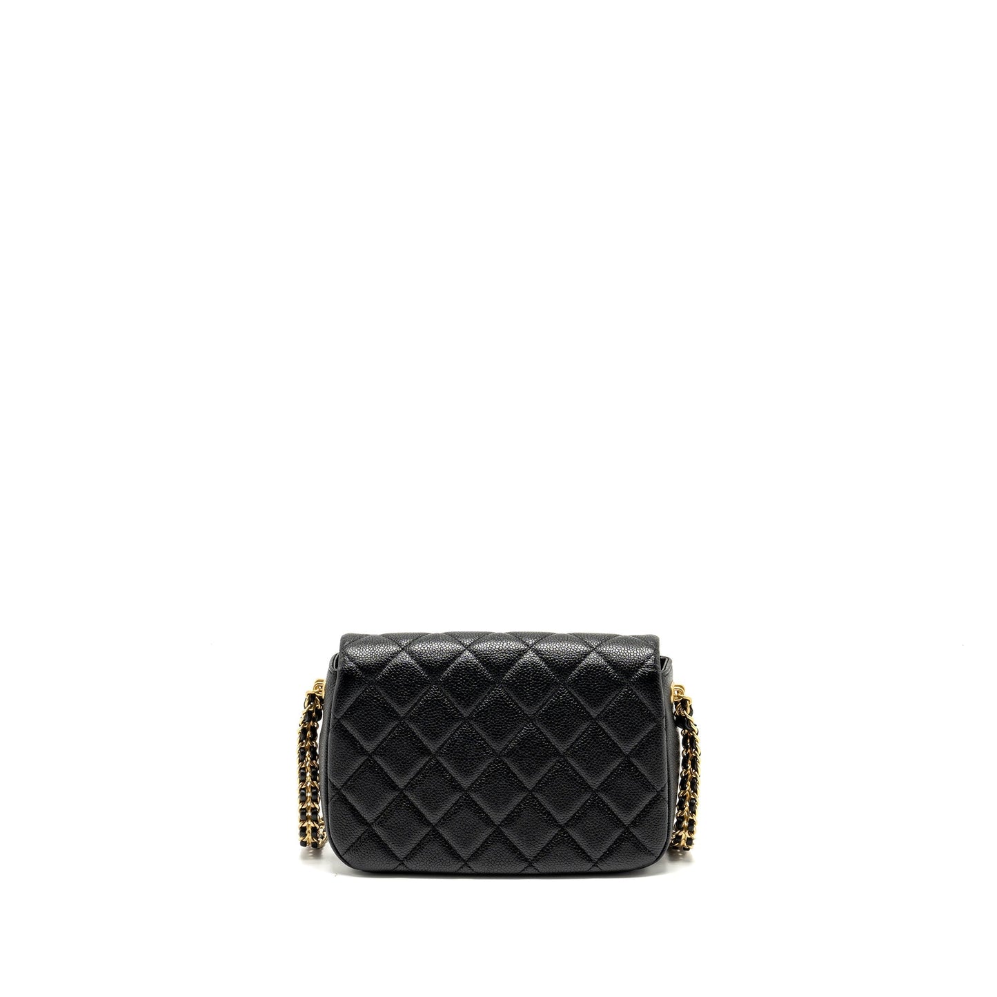 Chanel 21A Detailed Chains Flap Caviar GHW Black Shoulder Bag