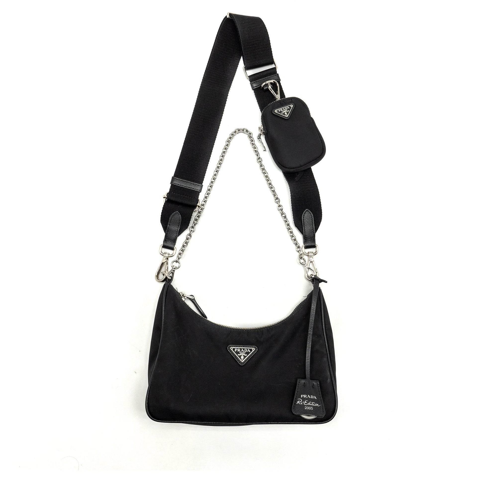 Prada Re Edtion Purse Handbag Nylon Black Travel Bag