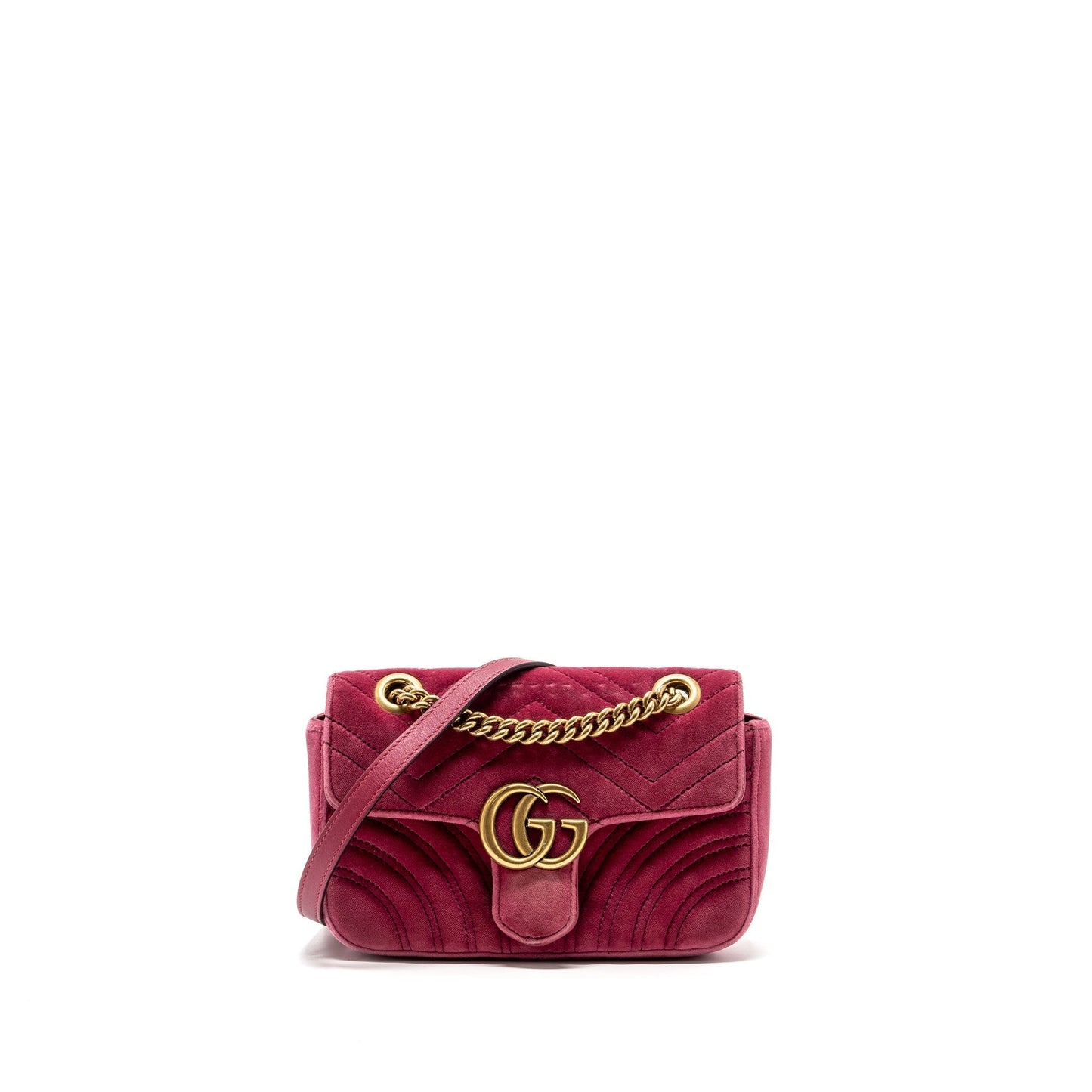 Gucci Marmont Shoulder Bag Velvet Pink Mini
