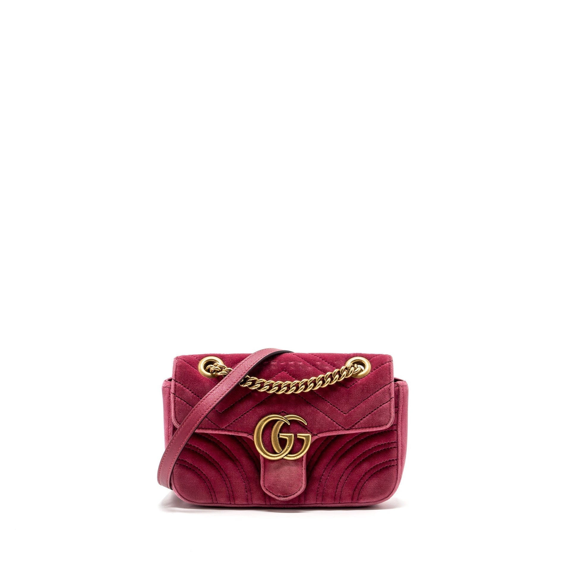Gucci Marmont Shoulder Bag Velvet Pink Mini