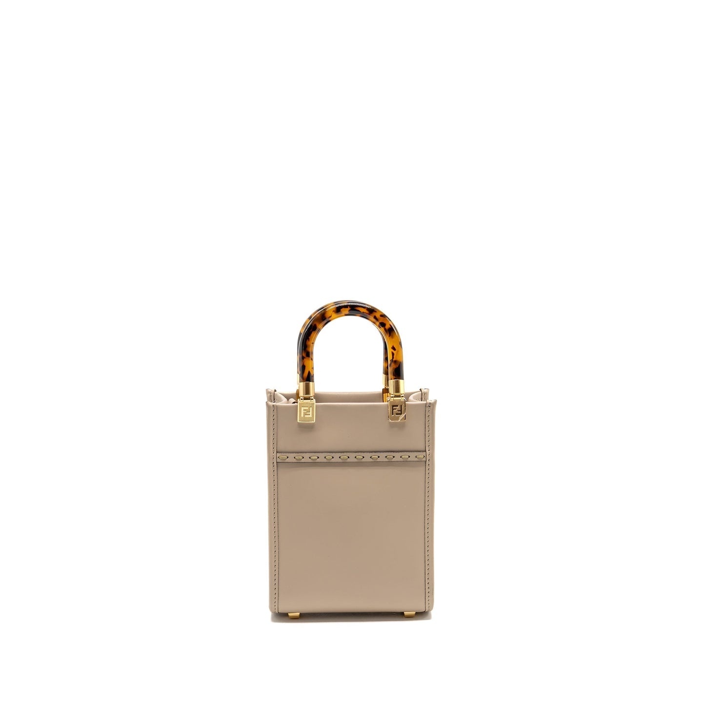 Fendi Sunshine Shopper Tote Purse Light Grey Leather Gray Mini Tote Bag