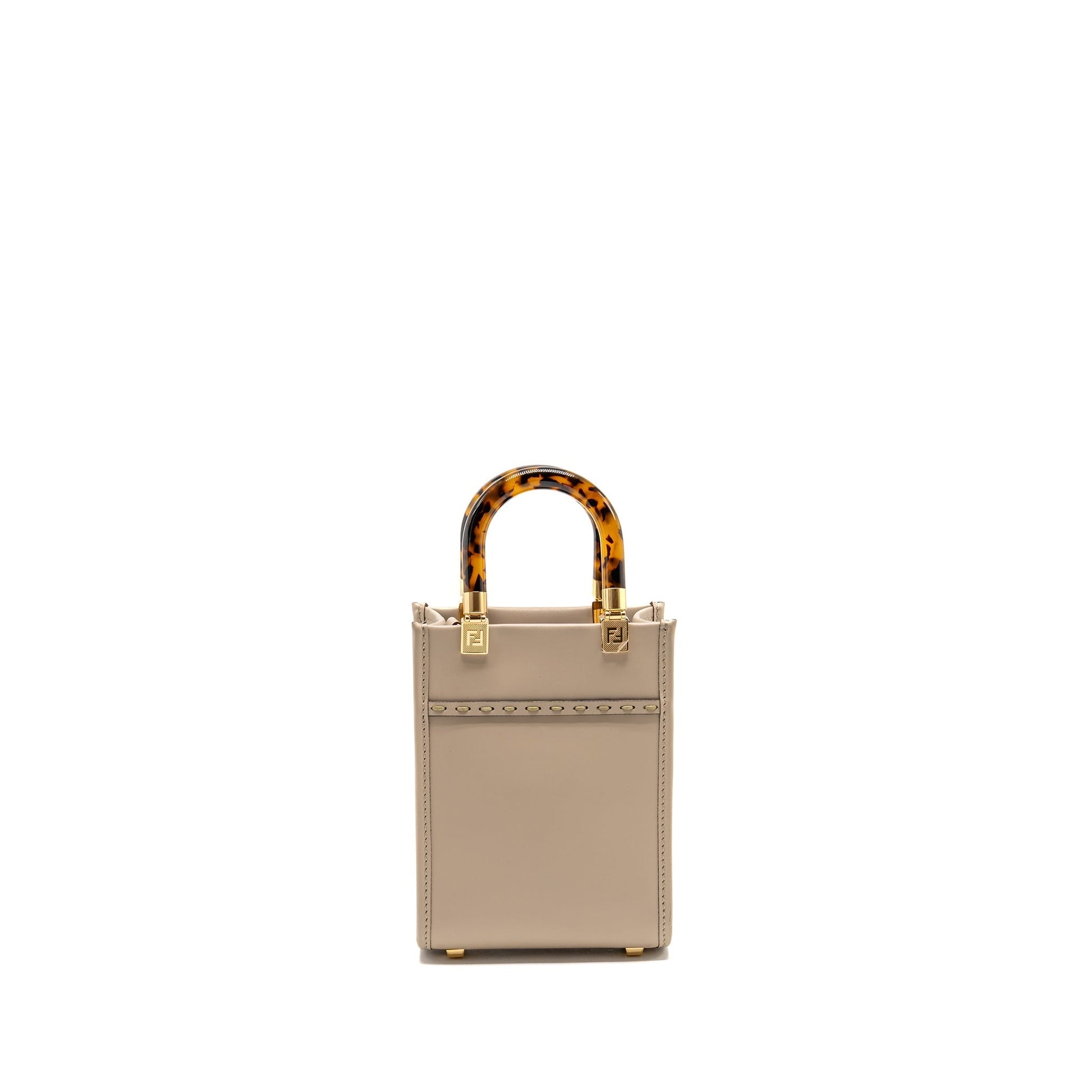 Fendi Sunshine Shopper Tote Purse Light Grey Leather Gray Mini Tote Bag