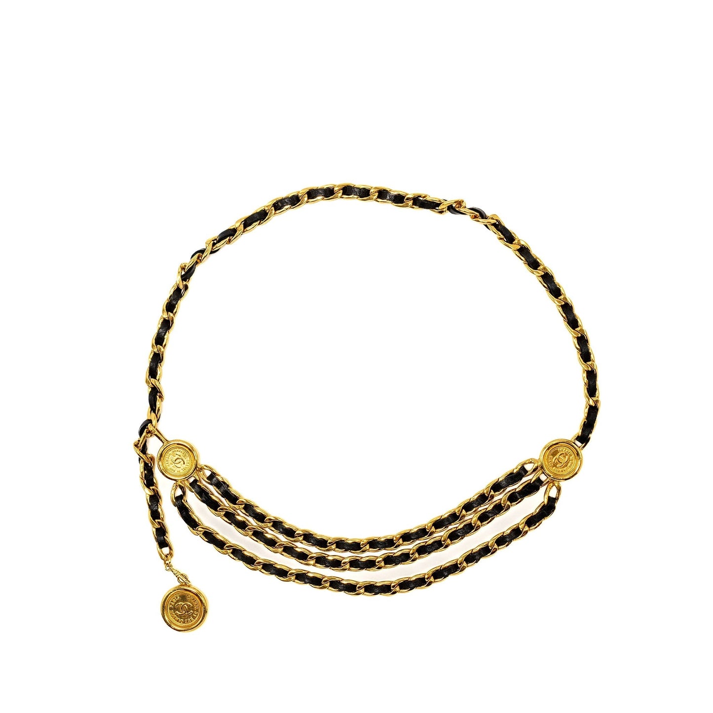 Chanel 3-Tier Strand Belt Lambskin 24k Plated Gold Leather