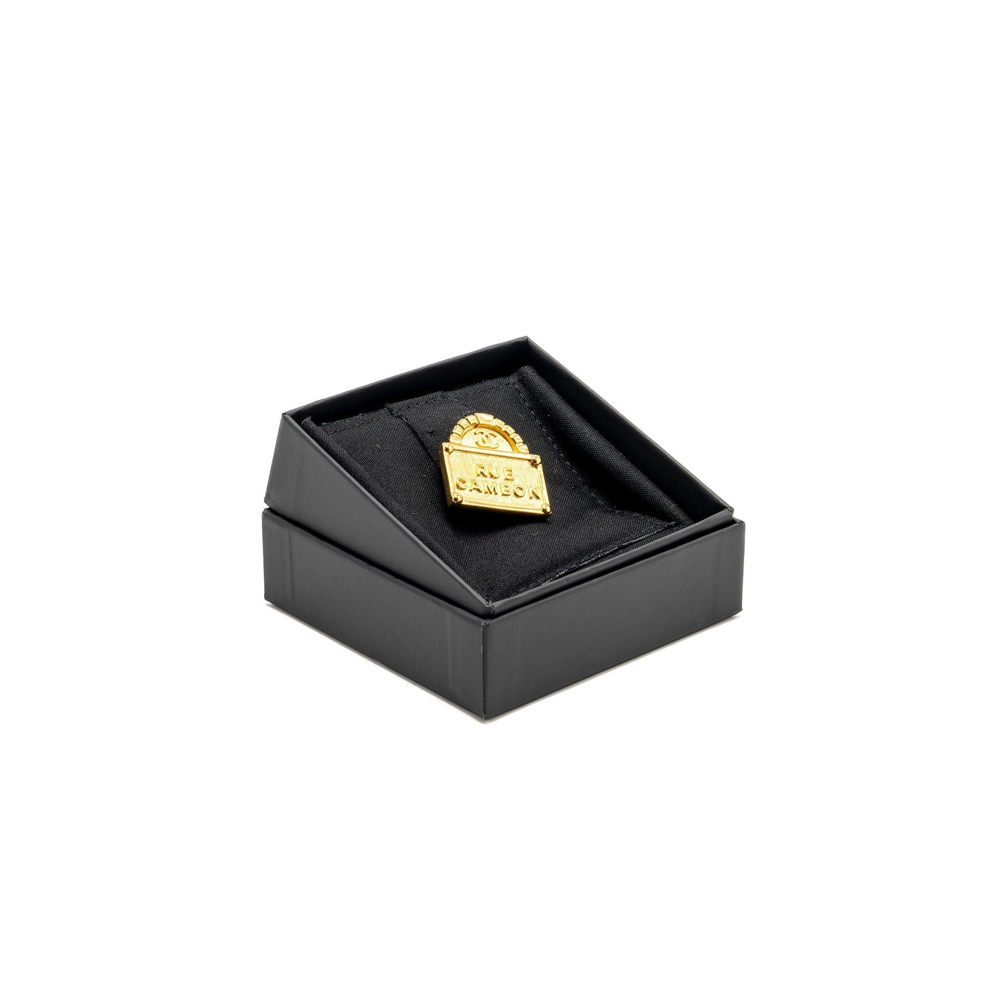 Chanel Rue Cambon CC Logo Brooch Tone Gold Handbag