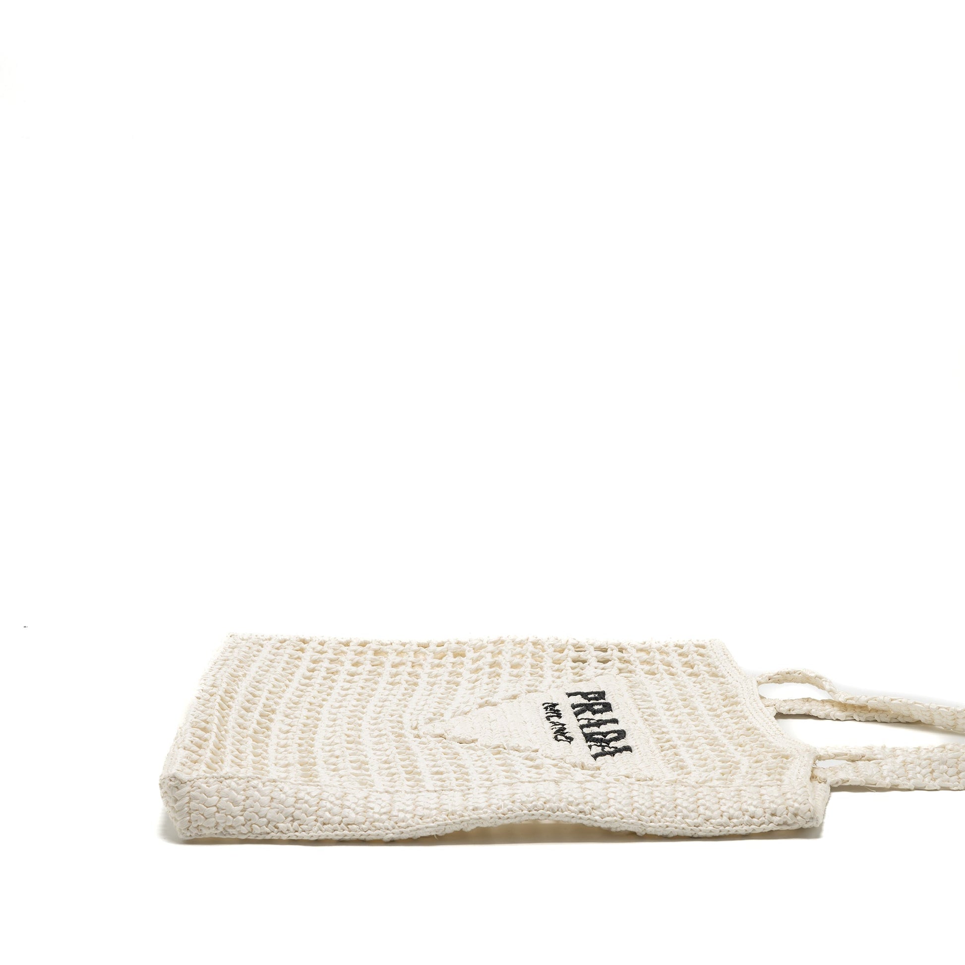 Prada Crochet Tote Purse Handbag Raffia White Tote Bag