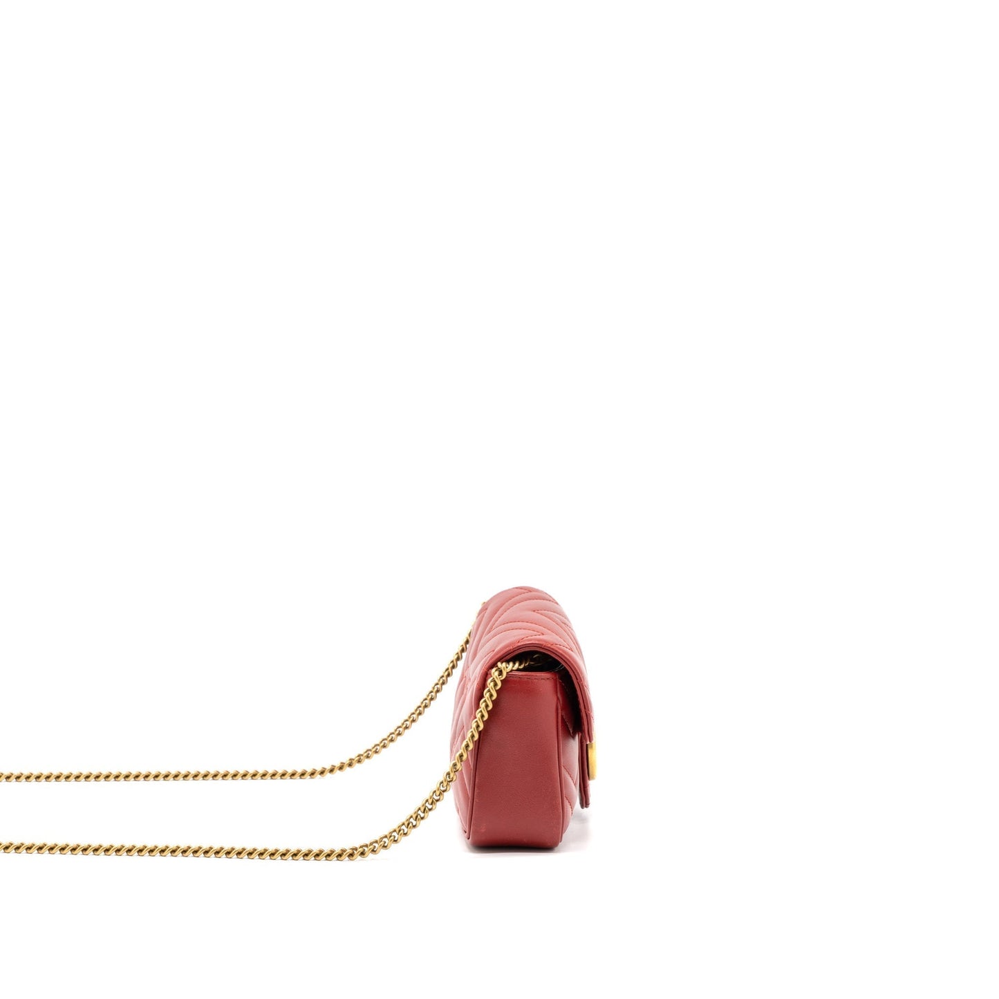 Gucci Marmont Super Bag Matelass Calfskin Brushed Red Mini Travel Bag