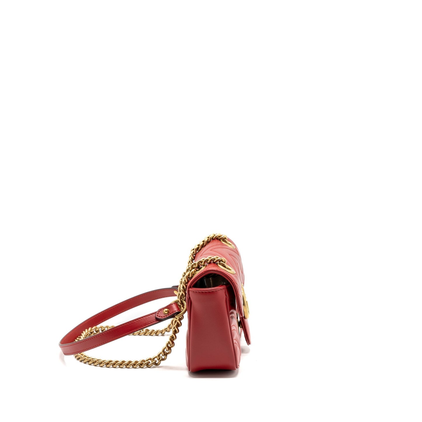 Gucci Marmont Shoulder Bag Calfskin Red Mini