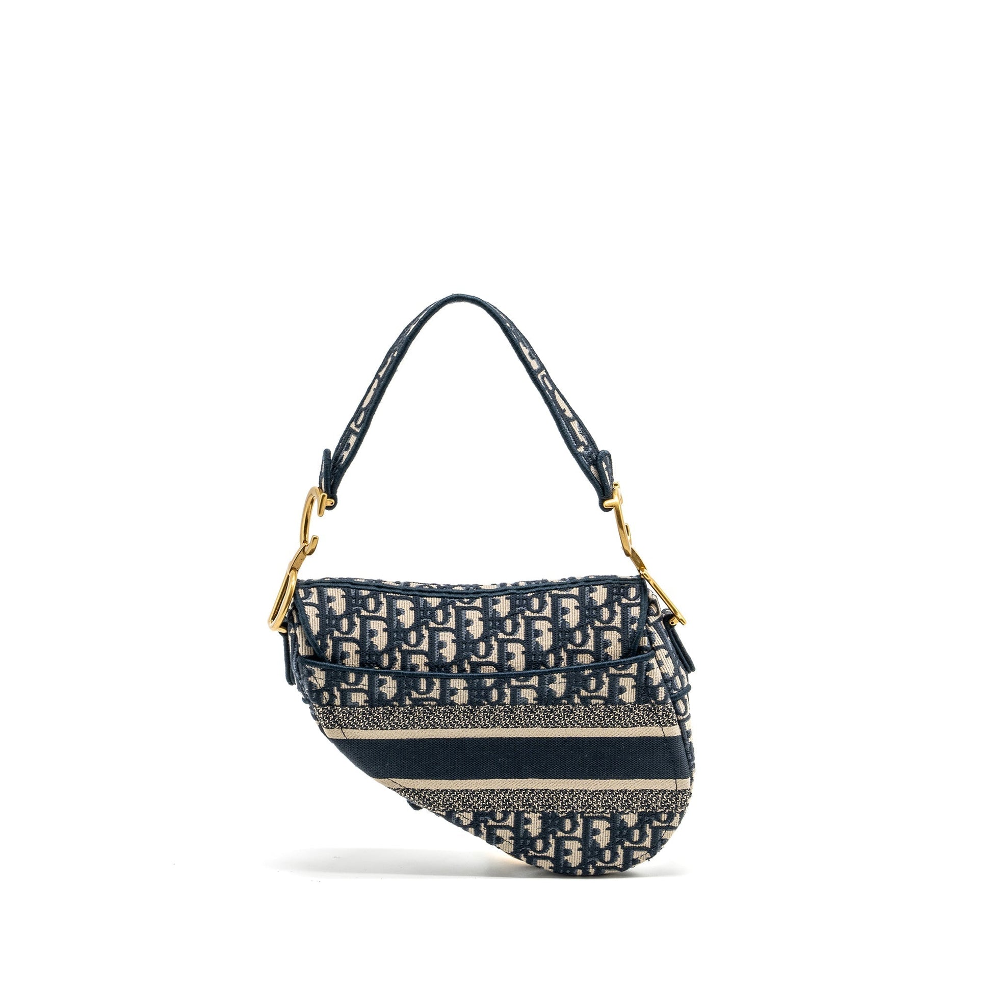 Dior Saddle Oblique Embroidery Handbag Blue Medium Travel Bag