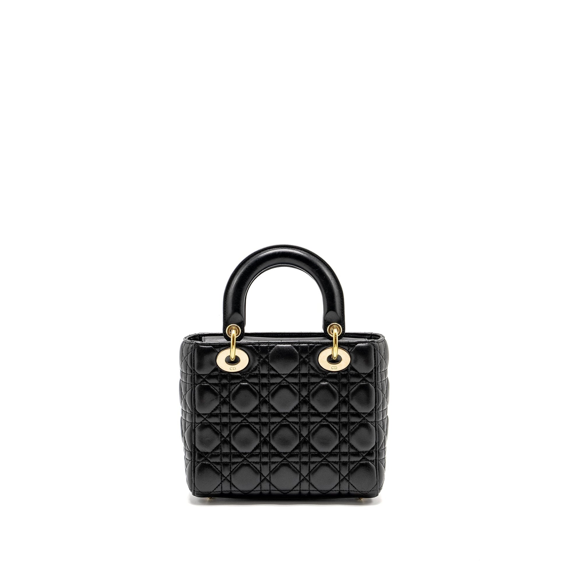 Dior My Lady Lambskin Handbag Black Small Travel Bag 3