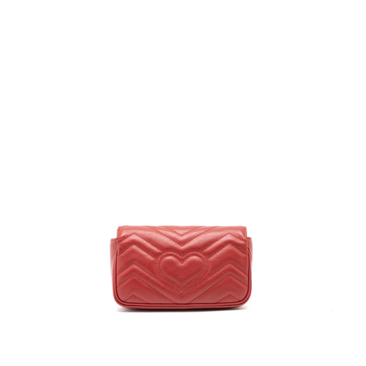Gucci Marmont Super Bag Matelass Calfskin Brushed Red Mini Travel Bag