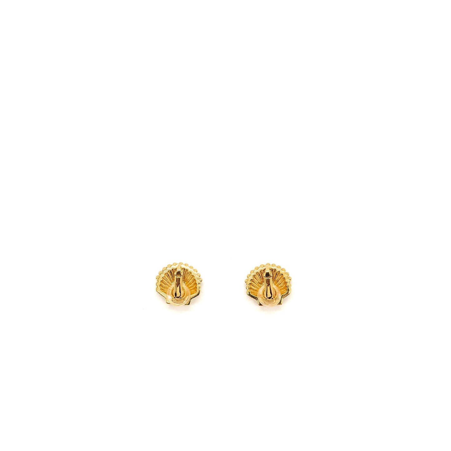 Chanel cc logo shell earclips crystal tone Multicolour Gold Handbag Gold Tone
