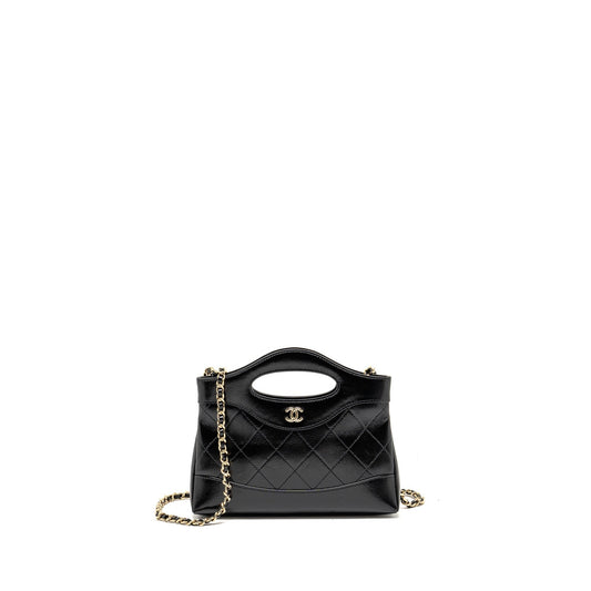 Chanel 24c 31 Shiny Calfskin LGHW Microchip Black Clutch Bag Microchip 1