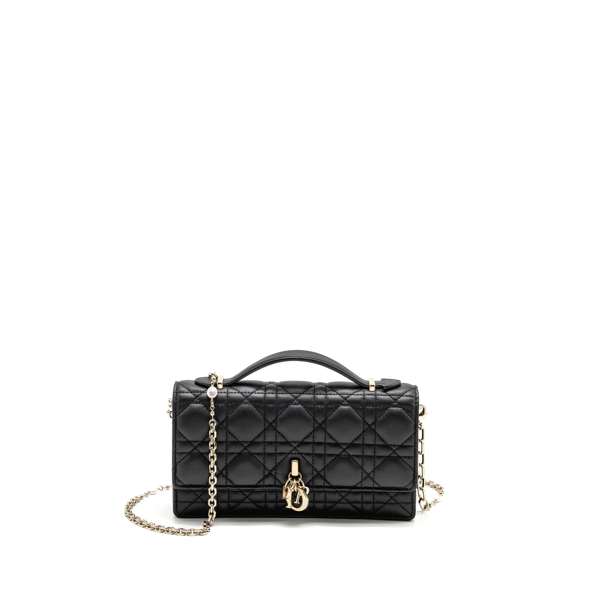 Dior My Purse Cannage Lambskin Handbag Black Mini Travel Bag