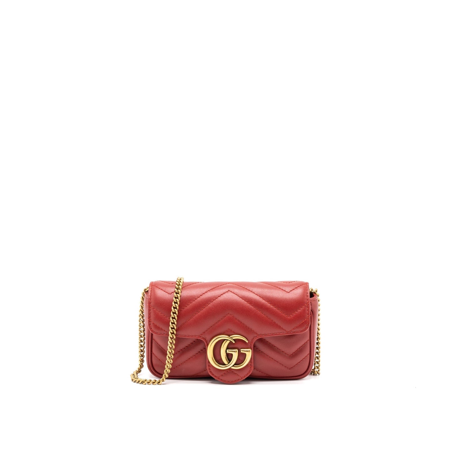 Gucci Marmont Super Bag Matelass Calfskin Brushed Red Mini Travel Bag
