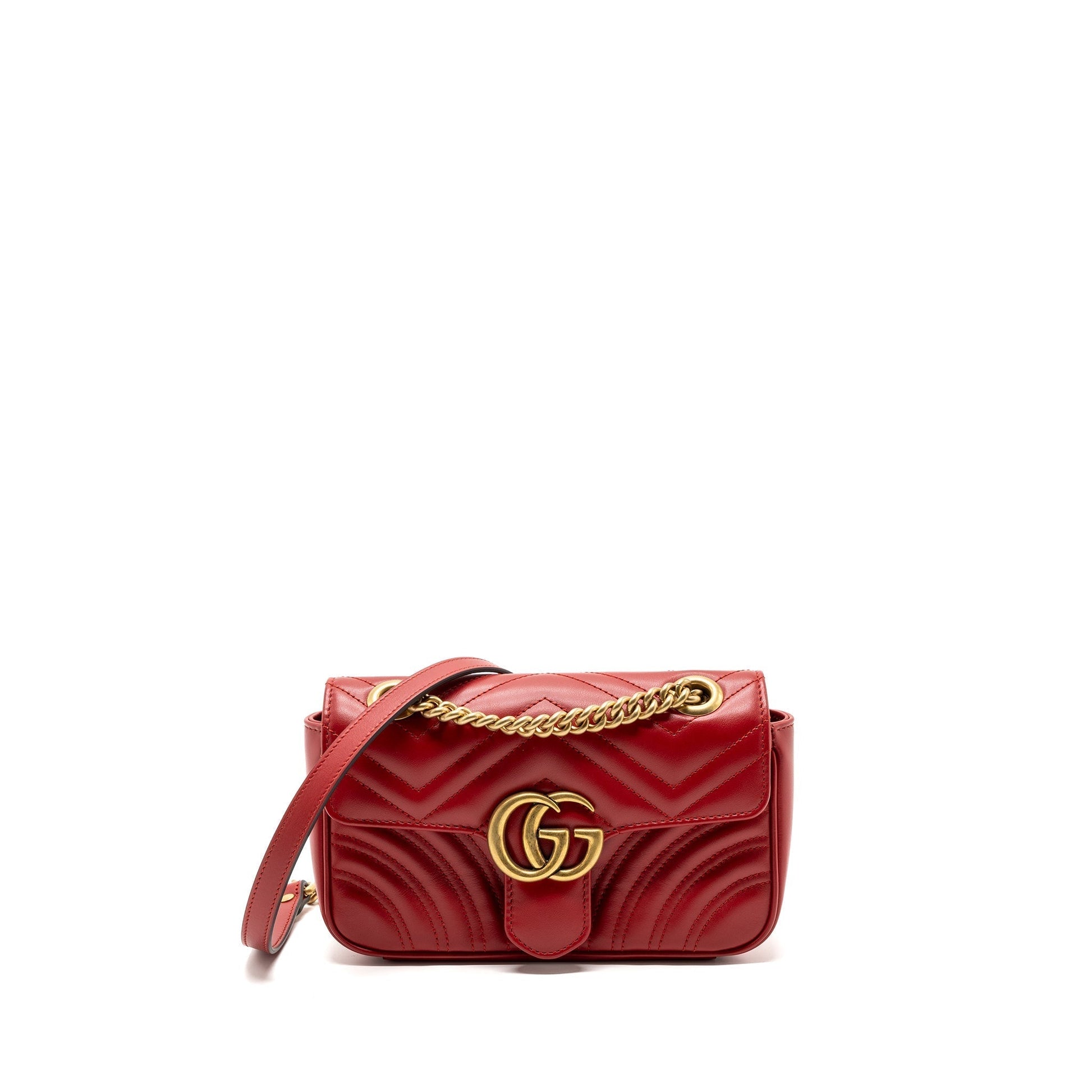 Gucci Marmont Shoulder Bag Calfskin Red Mini