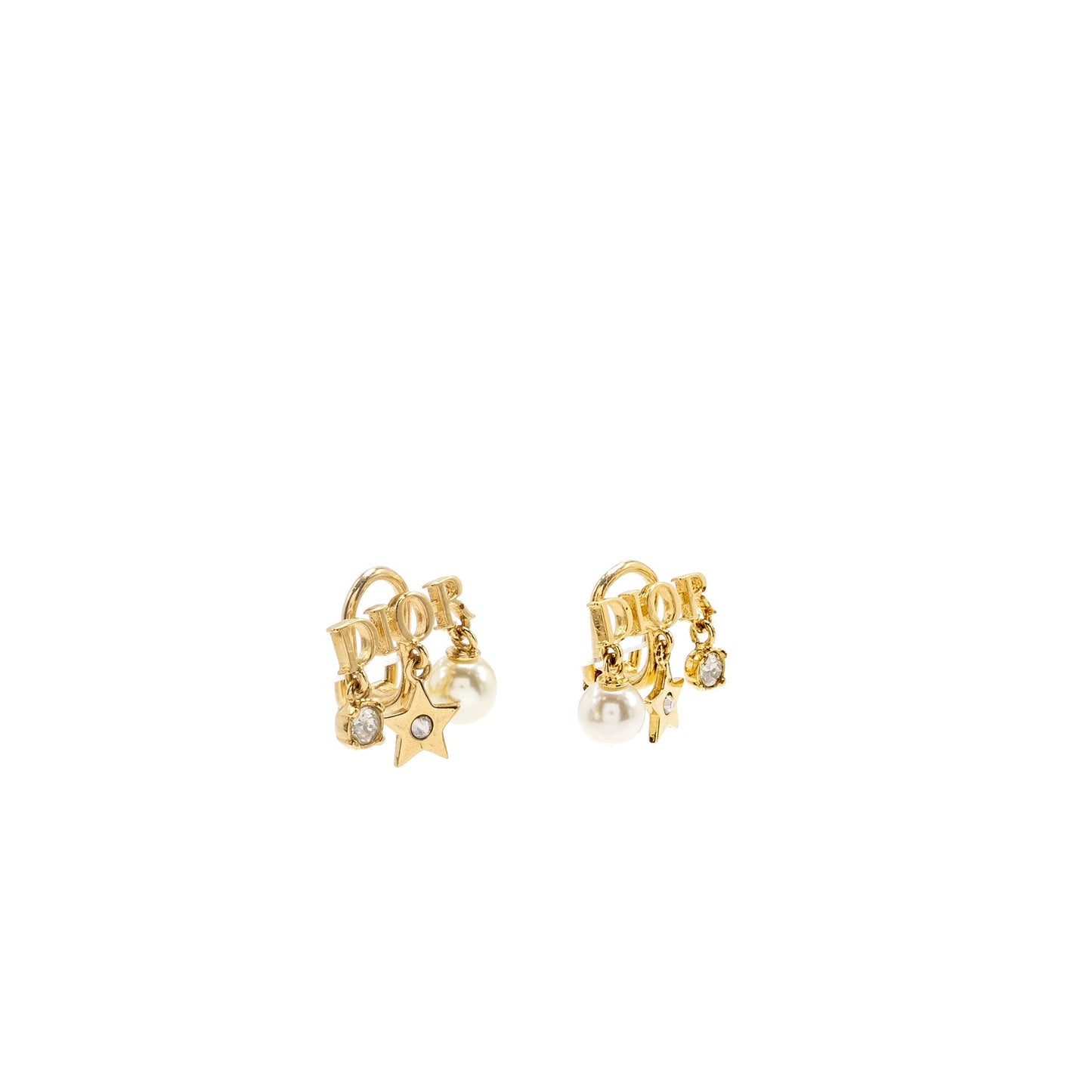 Dior Ear Clips Pearl Tone Handbag Gold Logo Travel Bag