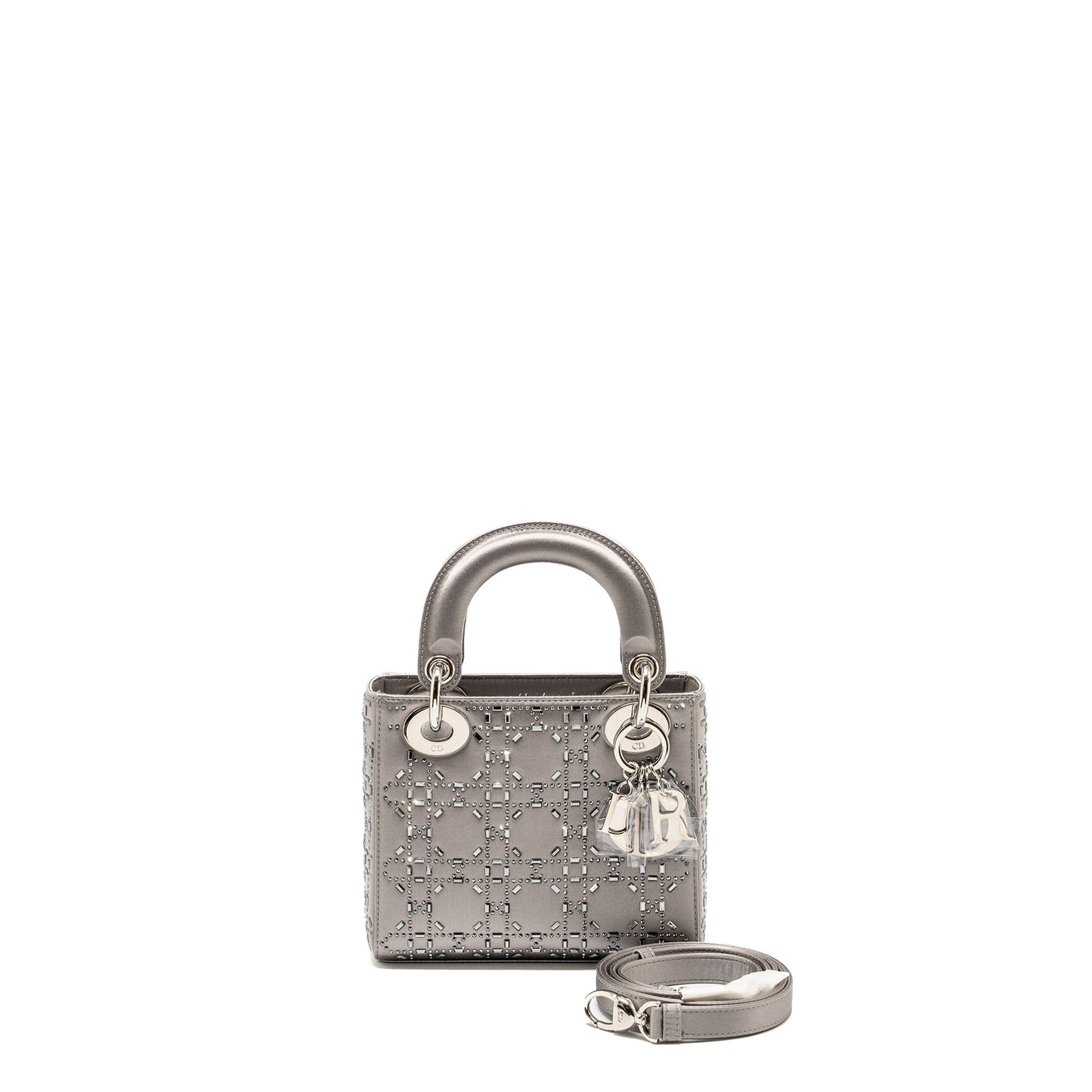Dior Lady Stain Crystal Grey Handbag Mini Travel Bag