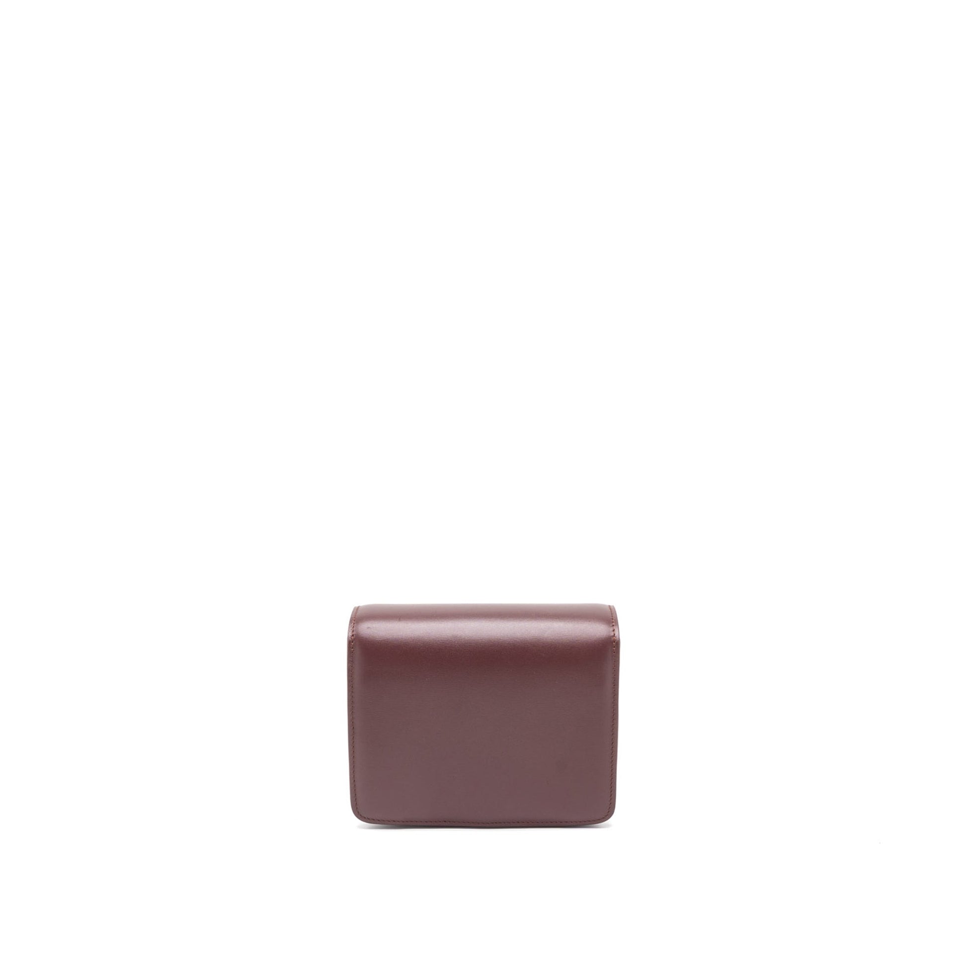 Celine Box Calfskin Burgundy Brushed Handbag Mini Travel Bag