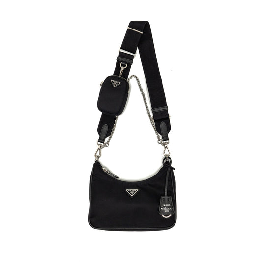 Prada Re Edition Saffiano Re Purse Handbag Nylon Black Travel Bag