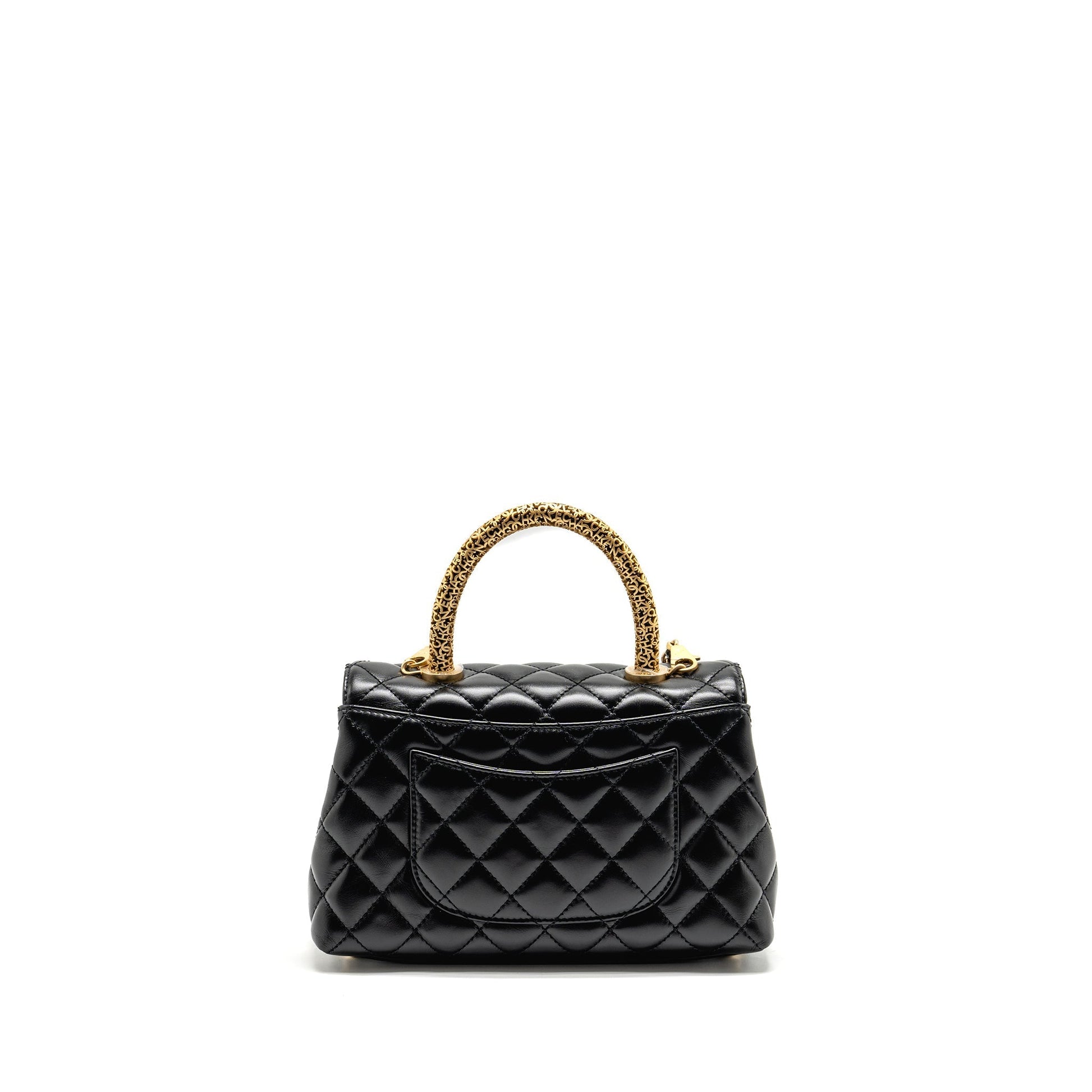 Chanel Detailed alfskin GHW Microchip Black Small Shoulder Bag