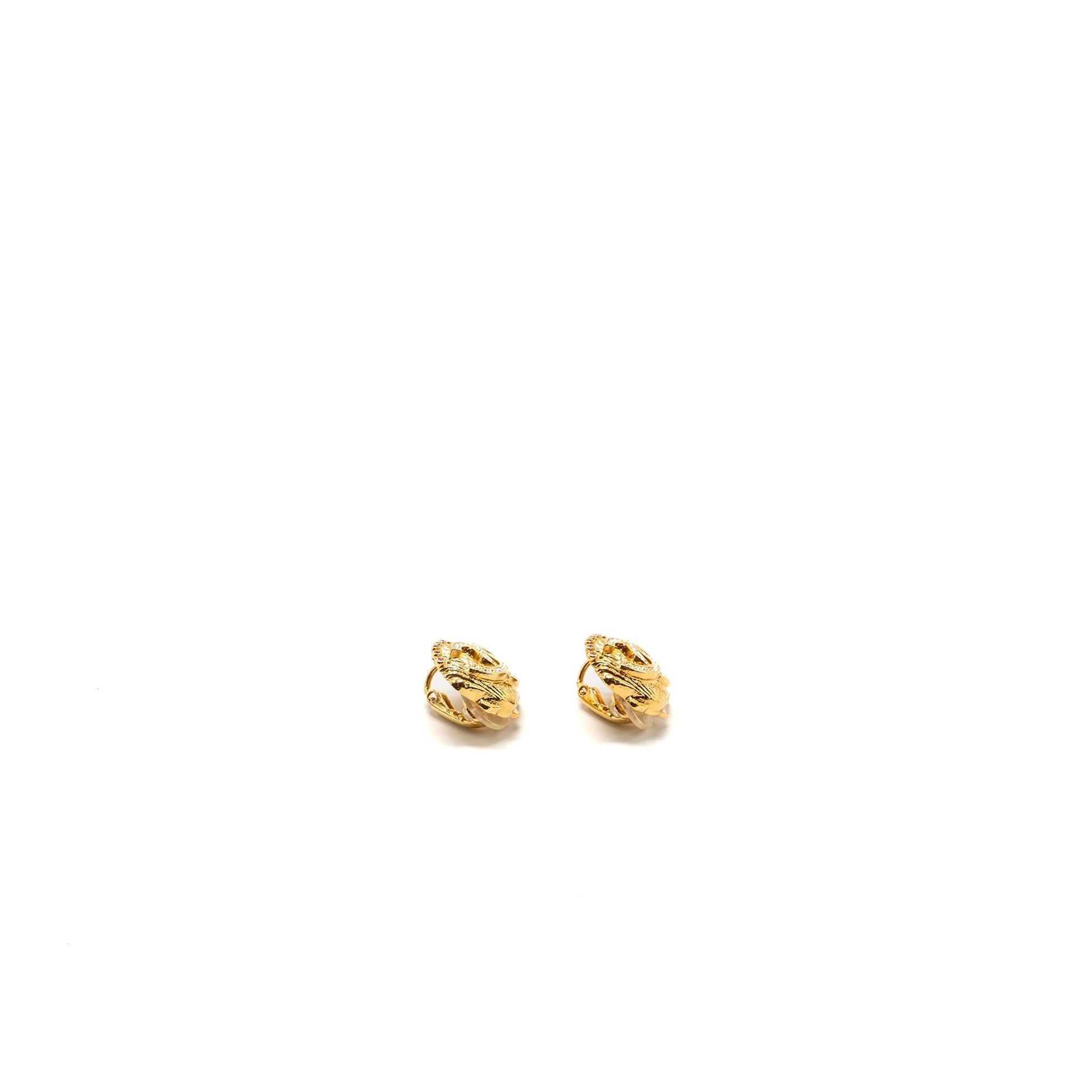 Chanel cc logo shell earclips crystal tone Multicolour Gold Handbag Gold Tone