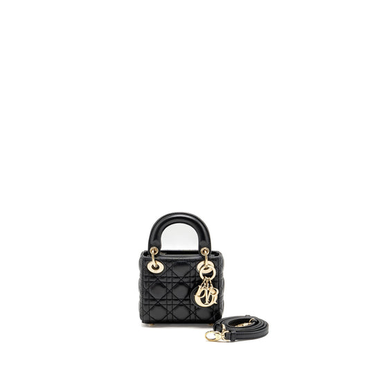 Dior Micro Lady Lambskin Handbag Black Travel Bag